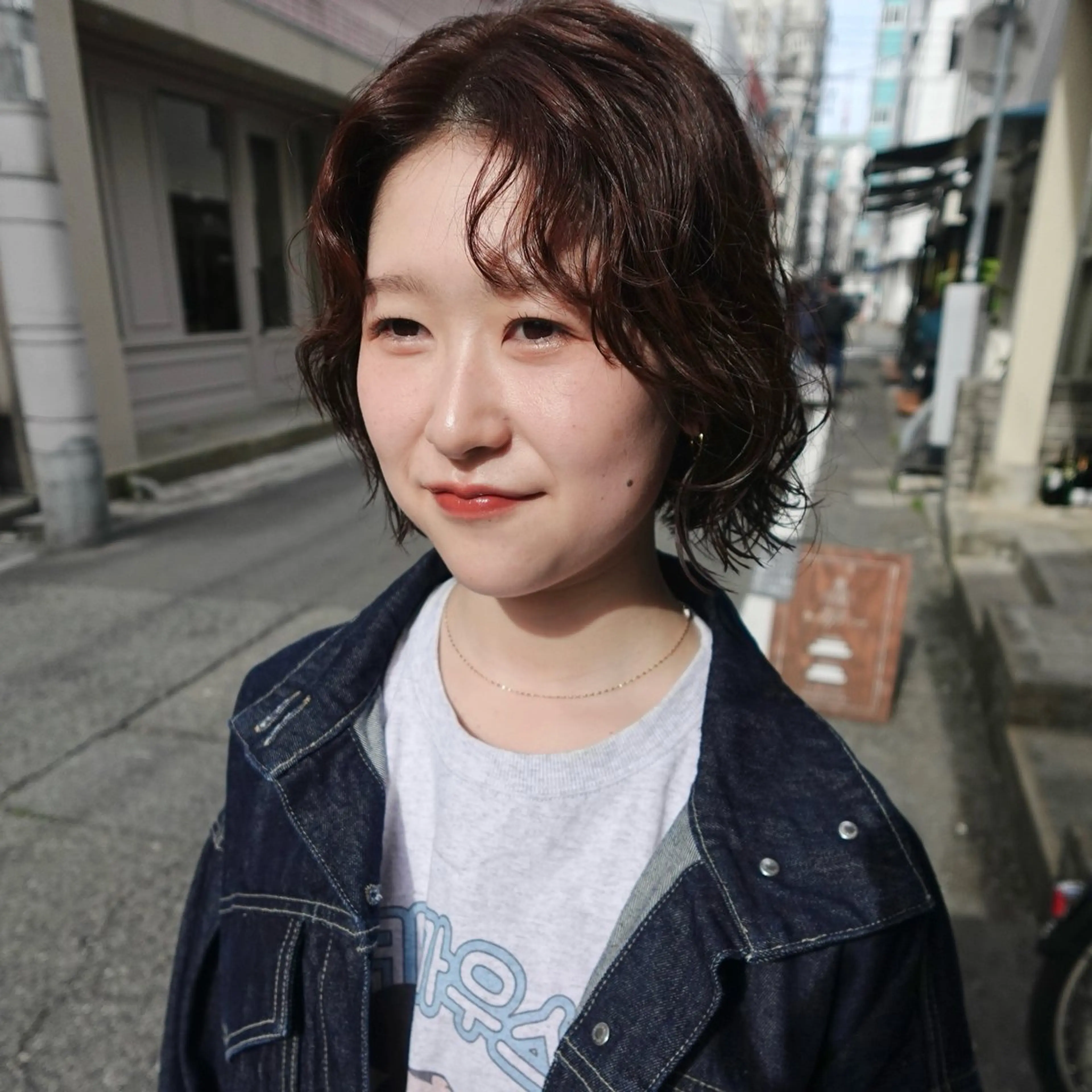 ミディアム パーマ ボブレイヤー ミディアムパーマ ボブ 顔まわりレイヤー レイヤーカット カット パーマ トリートメント 水原波津輝/ボブ /ニュアンスパーマのヘアスタイル