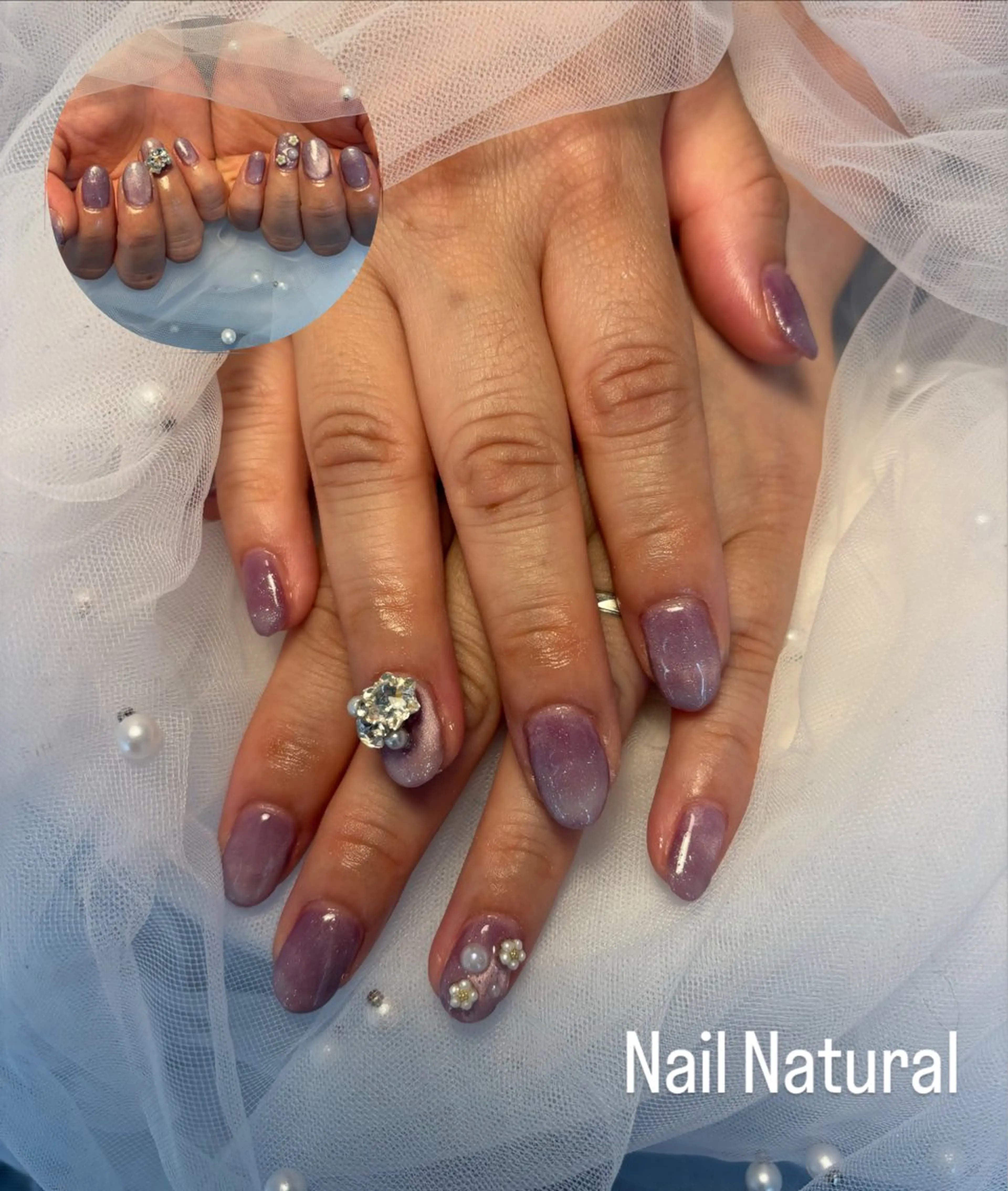 ネイル フラッシュネイル フットネイル フレンチネイル ジェルネイル ガラスフレンチ Nail salon Natulalのネイルデザイン