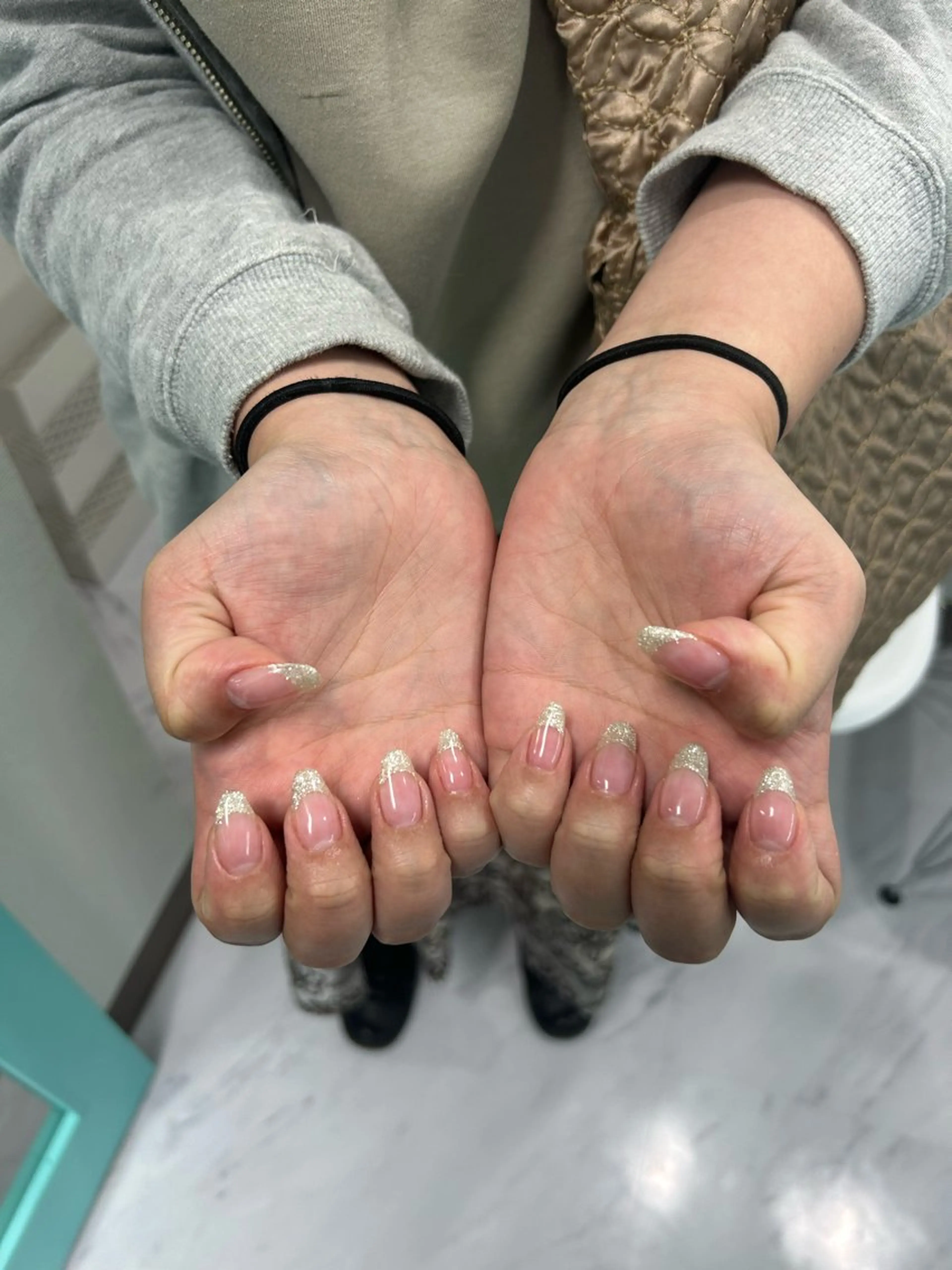 ネイル フレンチネイル ラメ(グリッター) 加藤 楓子のネイルデザイン