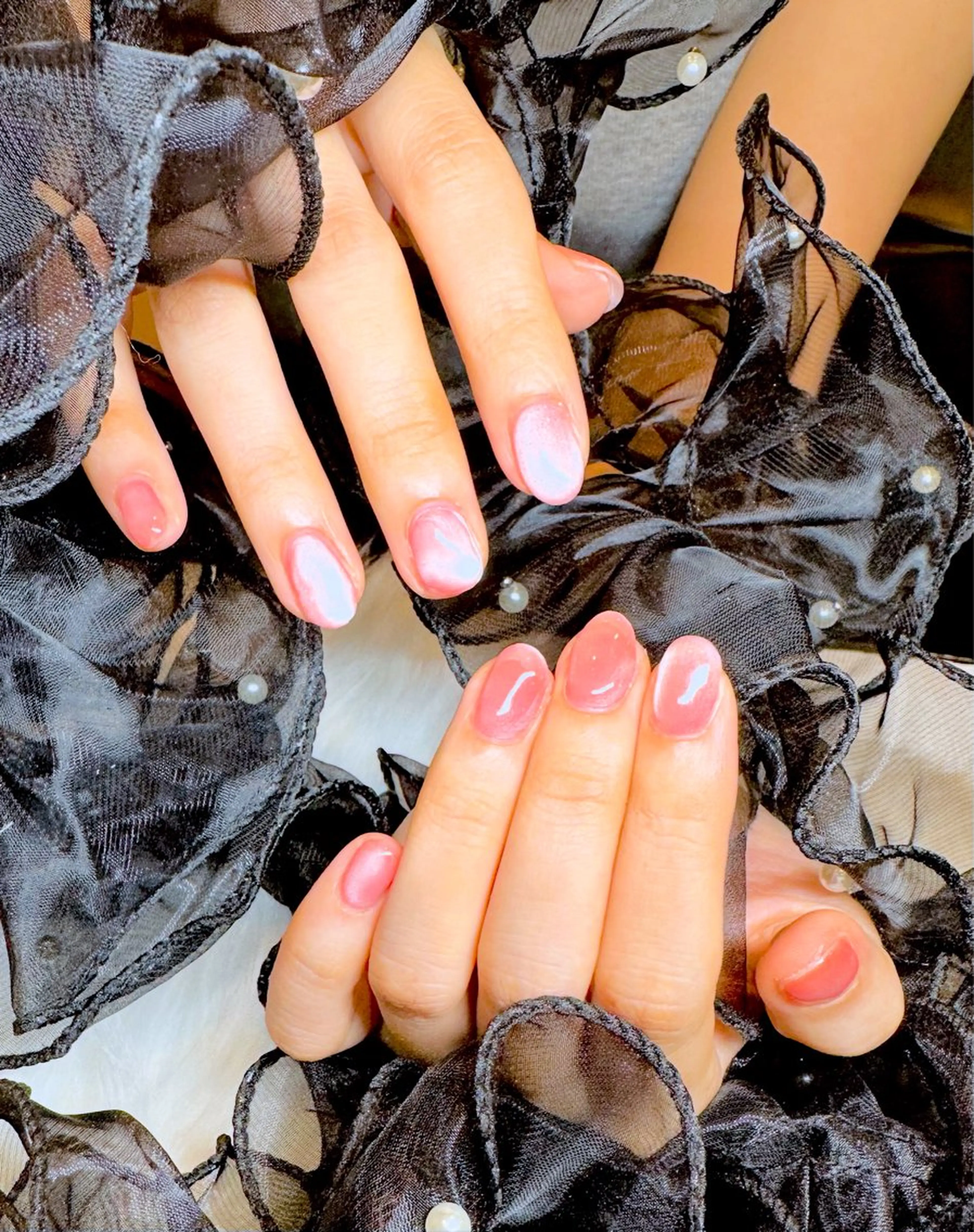 ネイル マグネットネイル ピンク ハンドネイル 田端 笑理菜のネイルデザイン