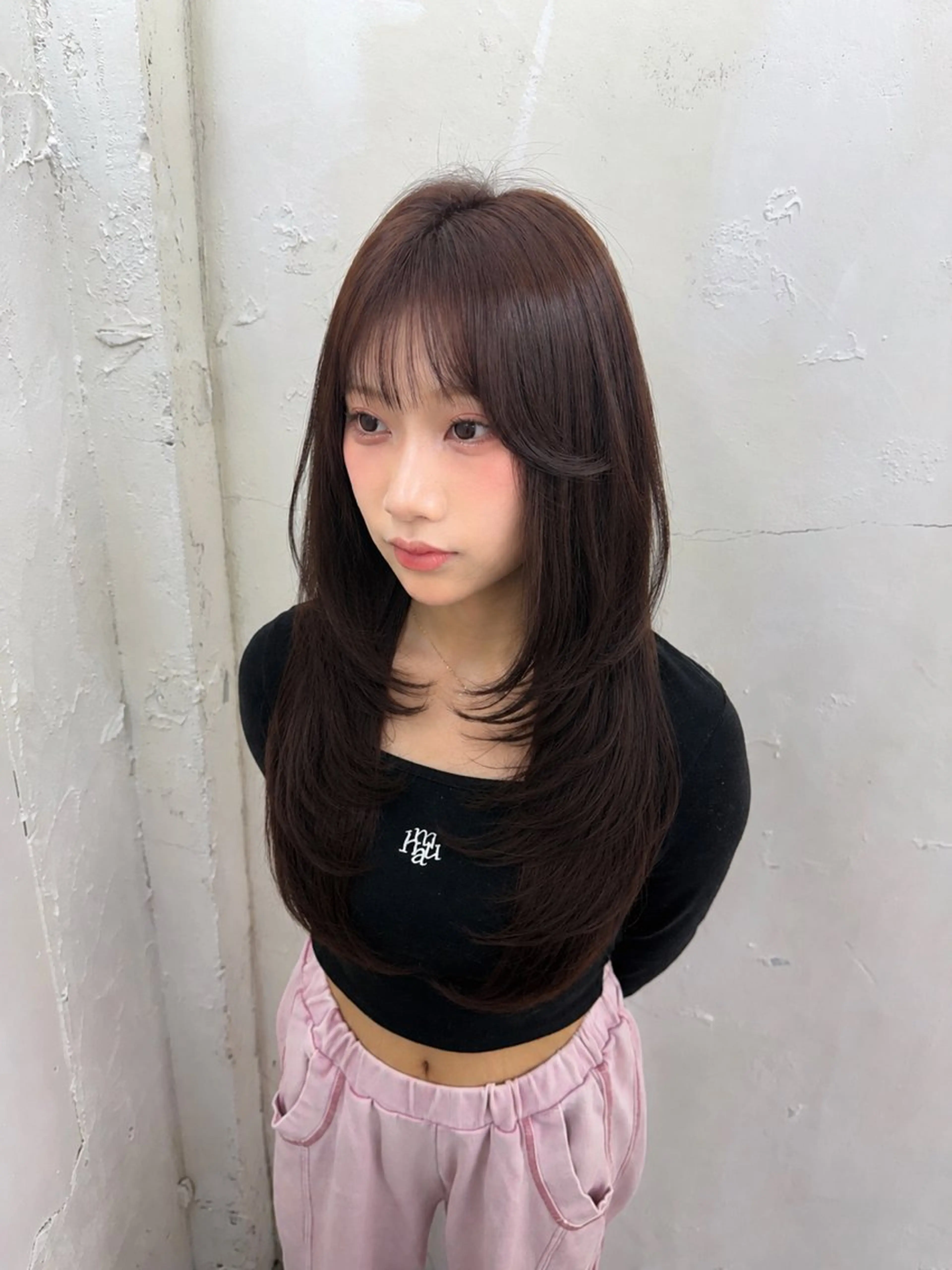 ロング エクステ レイヤーカット カット 𝙃𝘼𝙍𝙐🎀 韓国×エクステのヘアスタイル