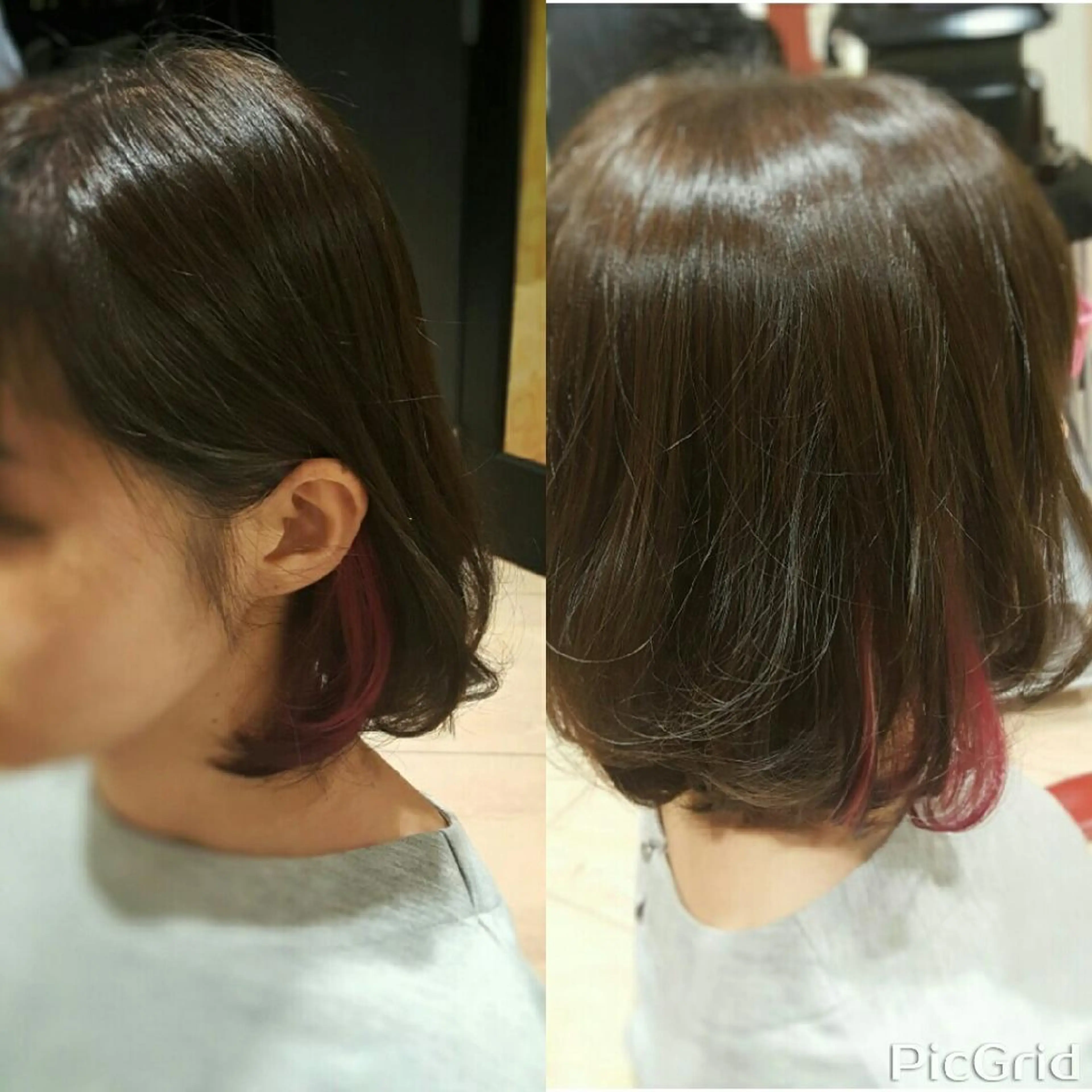 カラー ショート ヘアアレンジ インナーカラー ボブ 秋山 幸太のヘアスタイル