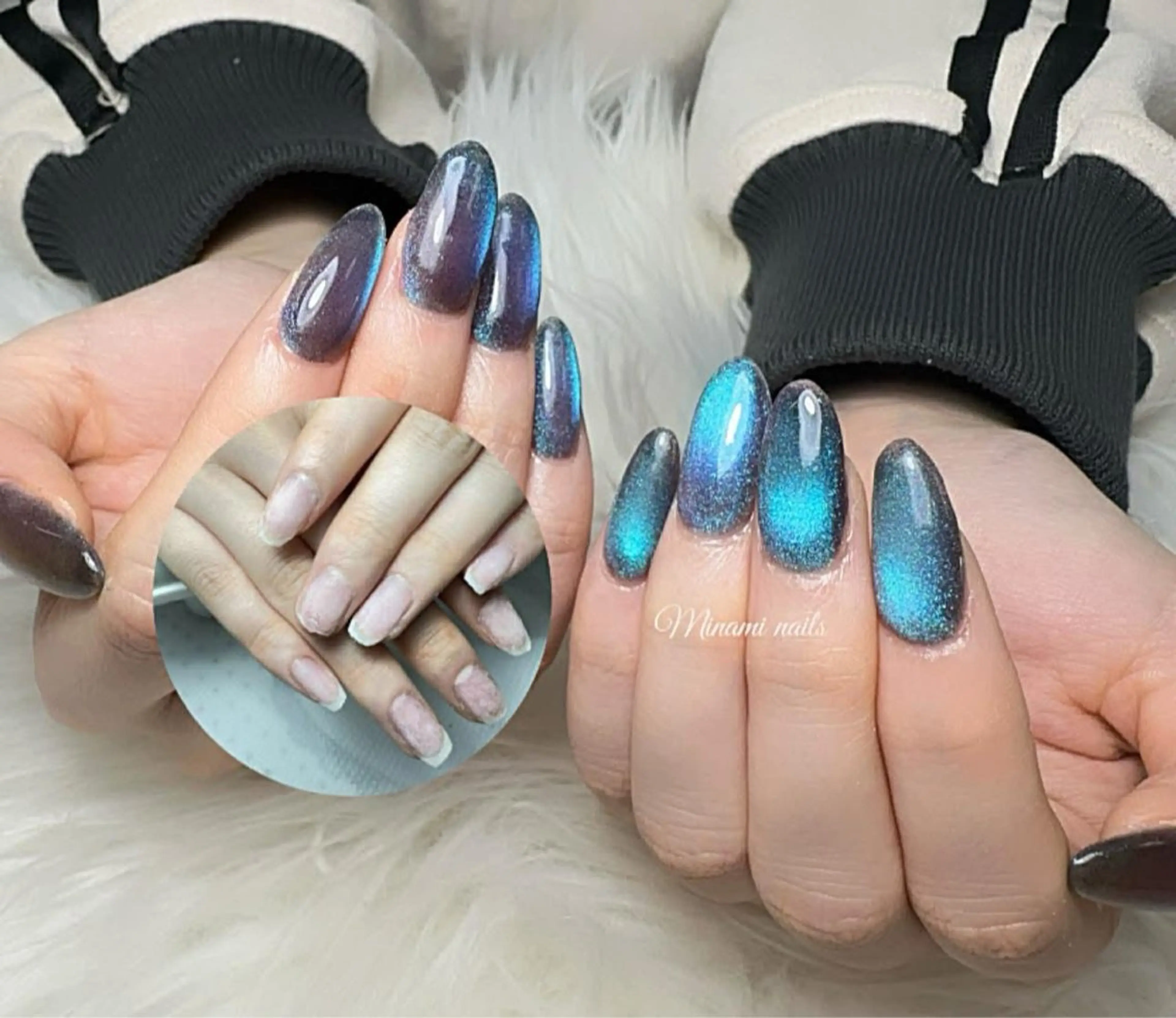 ネイル アートネイル オーロラネイル ガーリー キラキラネイル 韓国ネイル フットネイル Minami Nailsのネイルデザイン