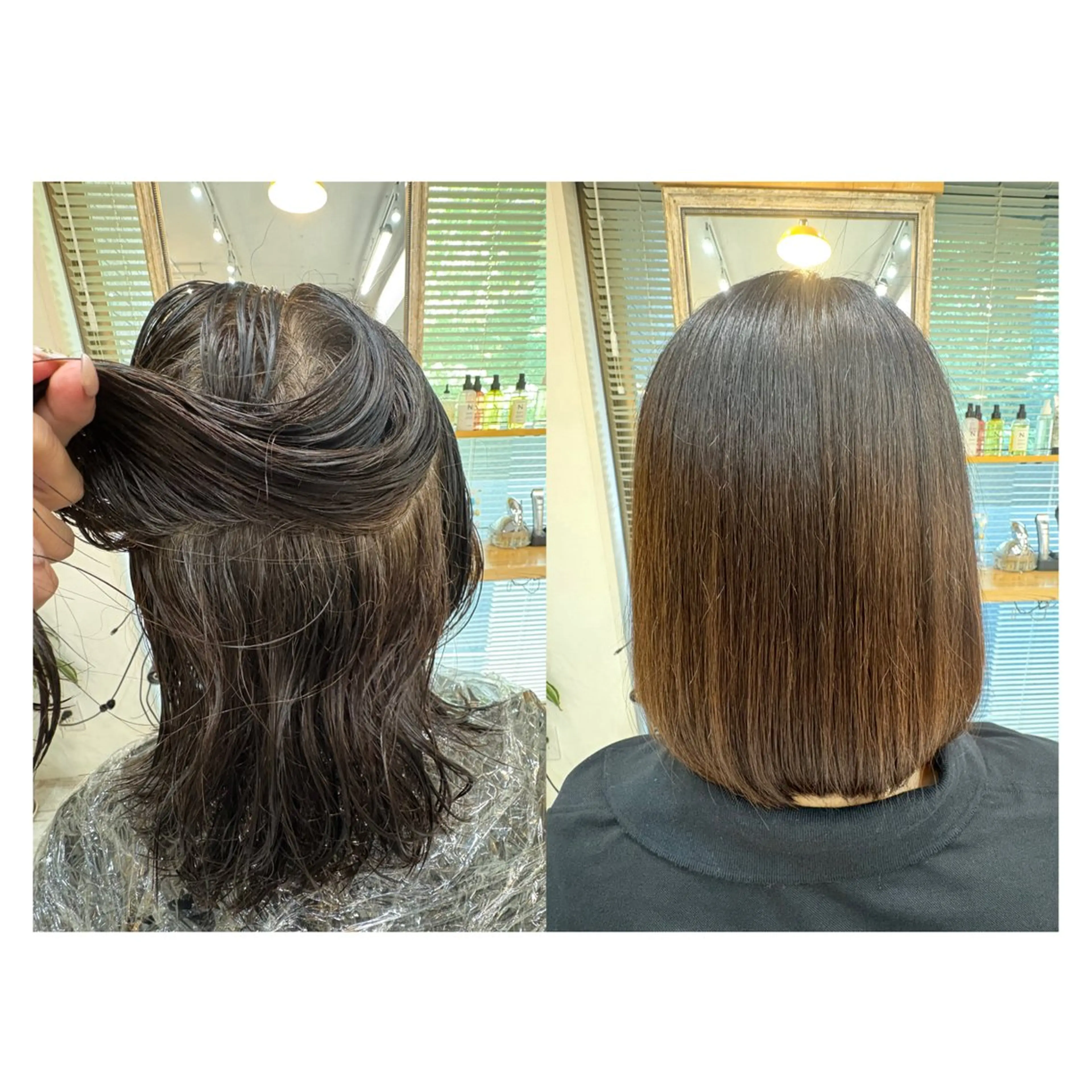 ミディアム 縮毛矯正 レイヤーカット・ 縮毛矯正 星野のヘアスタイル