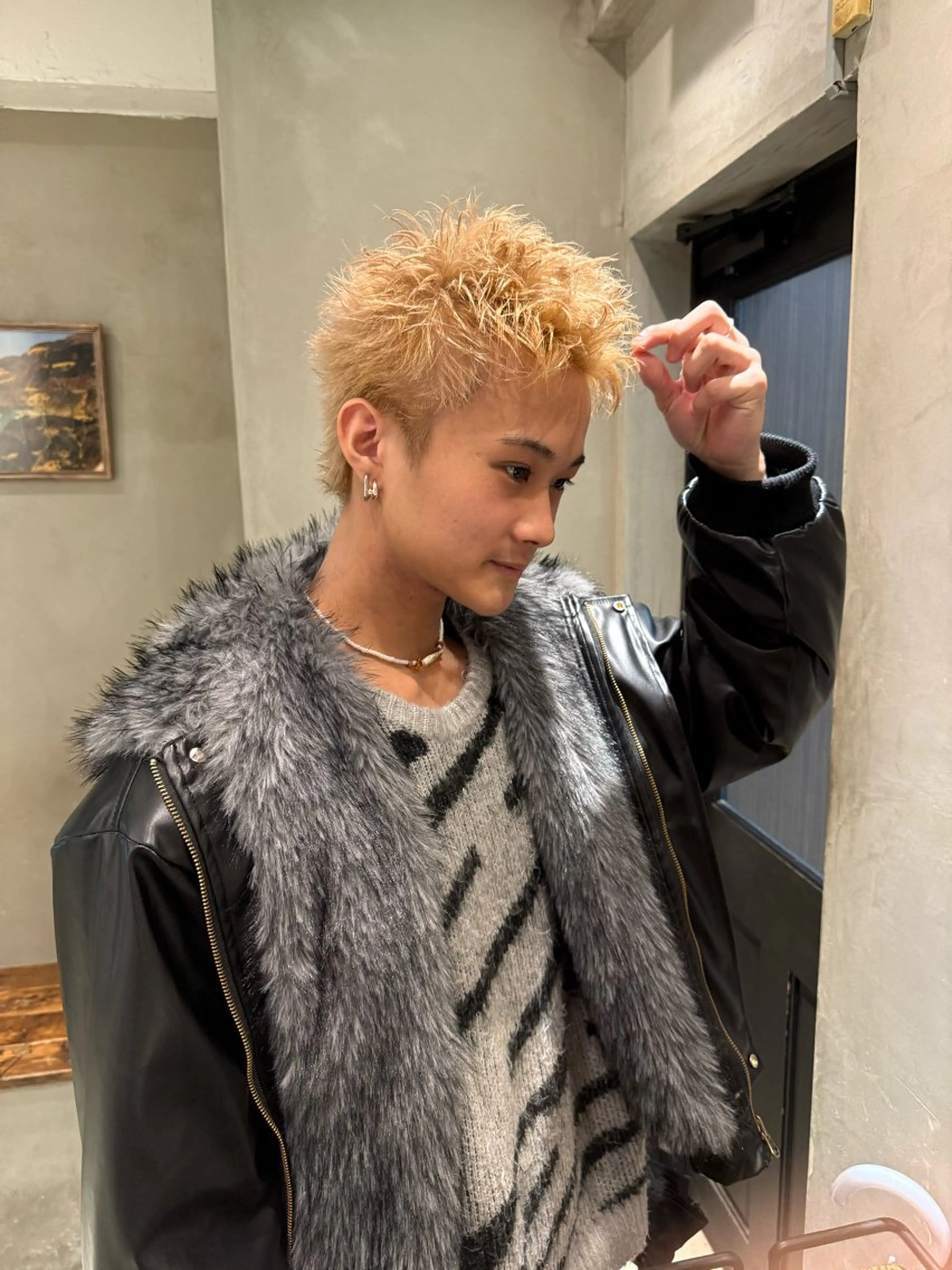 ショート カラー パーマ メンズ スパイキーショート ブラウンカラー ショートヘア ヘアカラー heavenly by HAVANA新宿所属・メンズショート/ピン パーマ/新宿/フウガのヘアスタイル