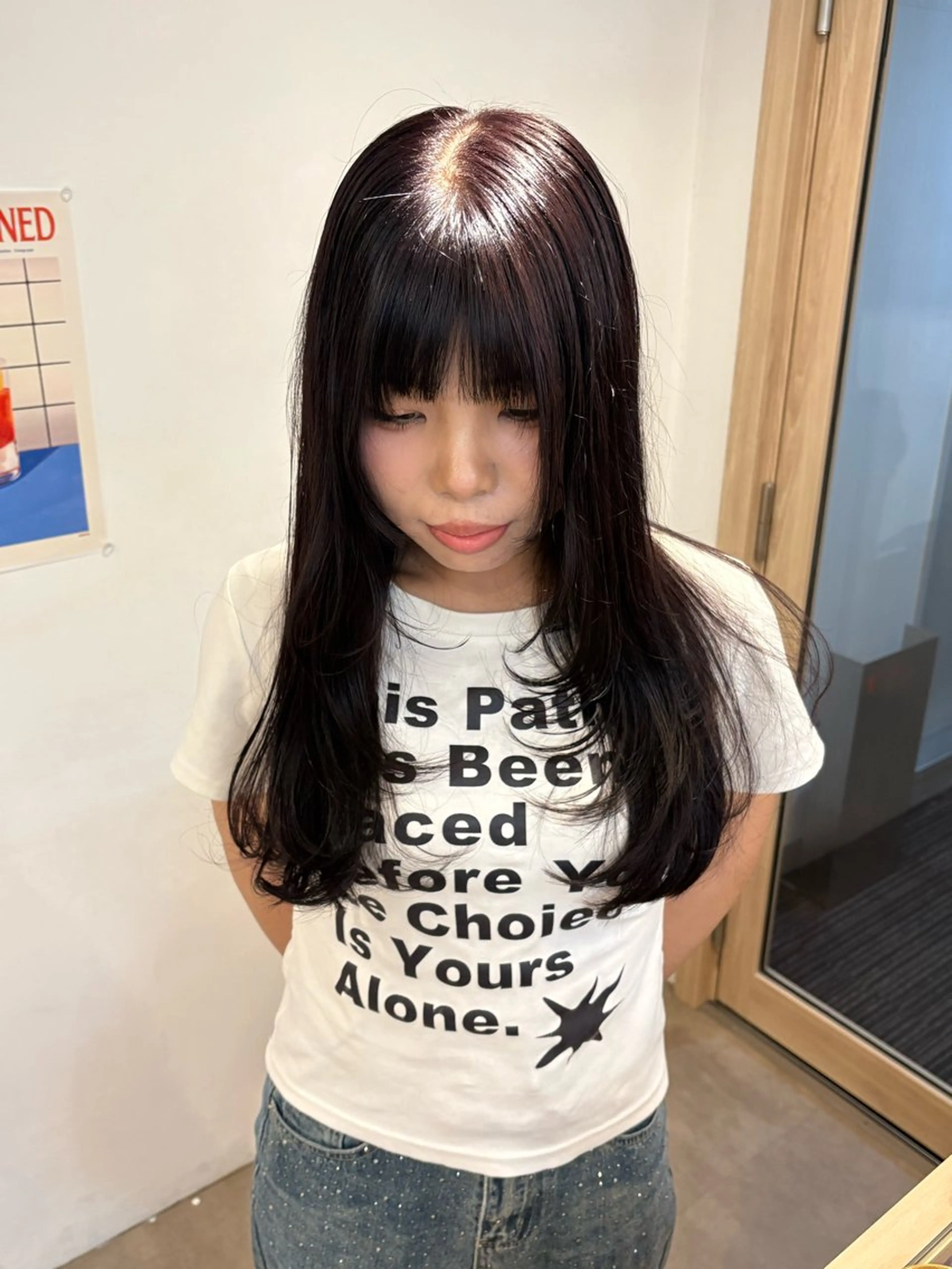 ロング カラー ボルドーカラー レイヤーカット カット ヘアカラー トリートメント 梅田/柔らかカラー/ オオハシ リナコのヘアスタイル