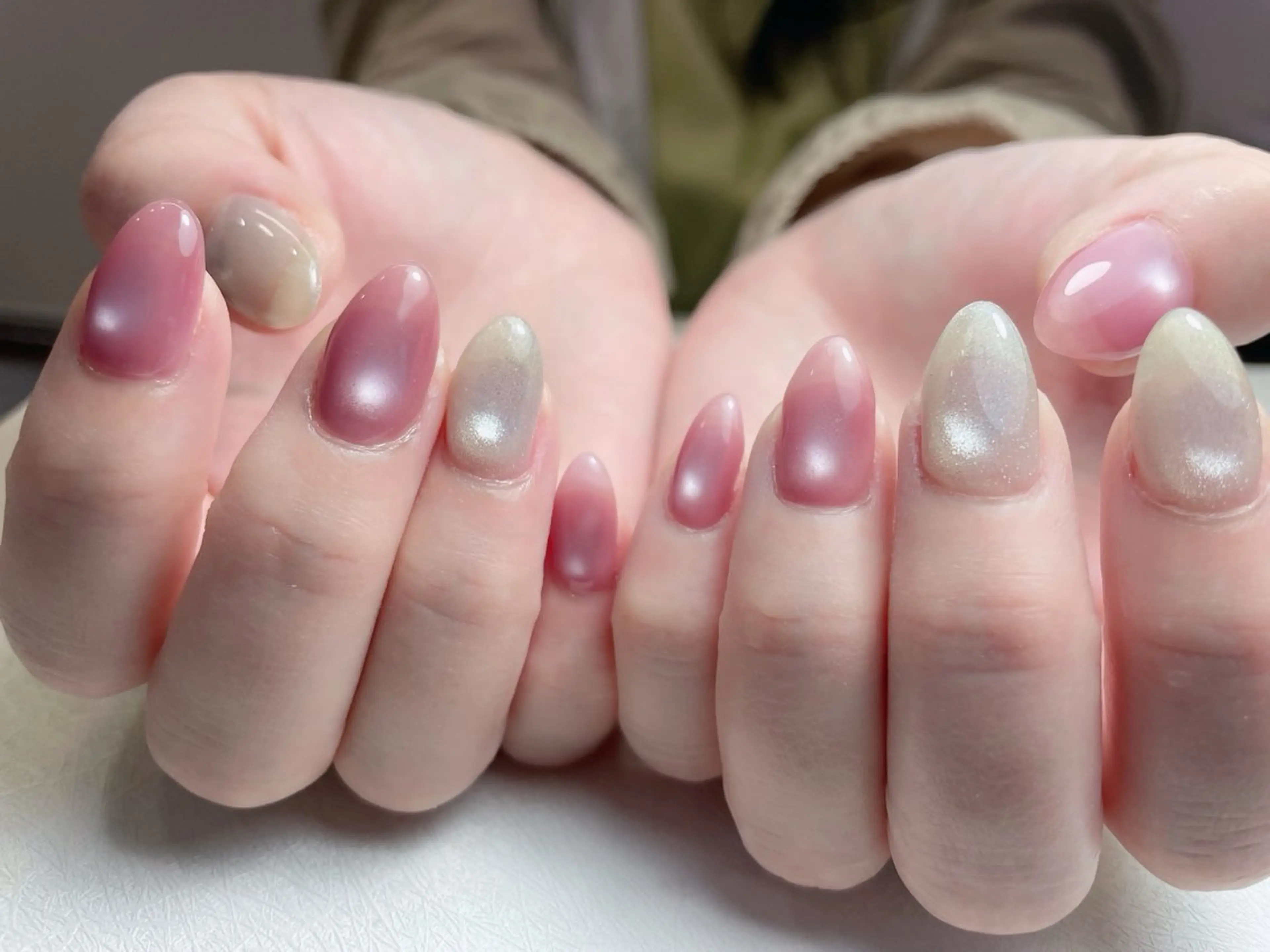 ネイル オーロラネイル 長さ出し フットネイル フレンチネイル 韓国ネイル 中野駅から2分 MEO NAILのネイルデザイン