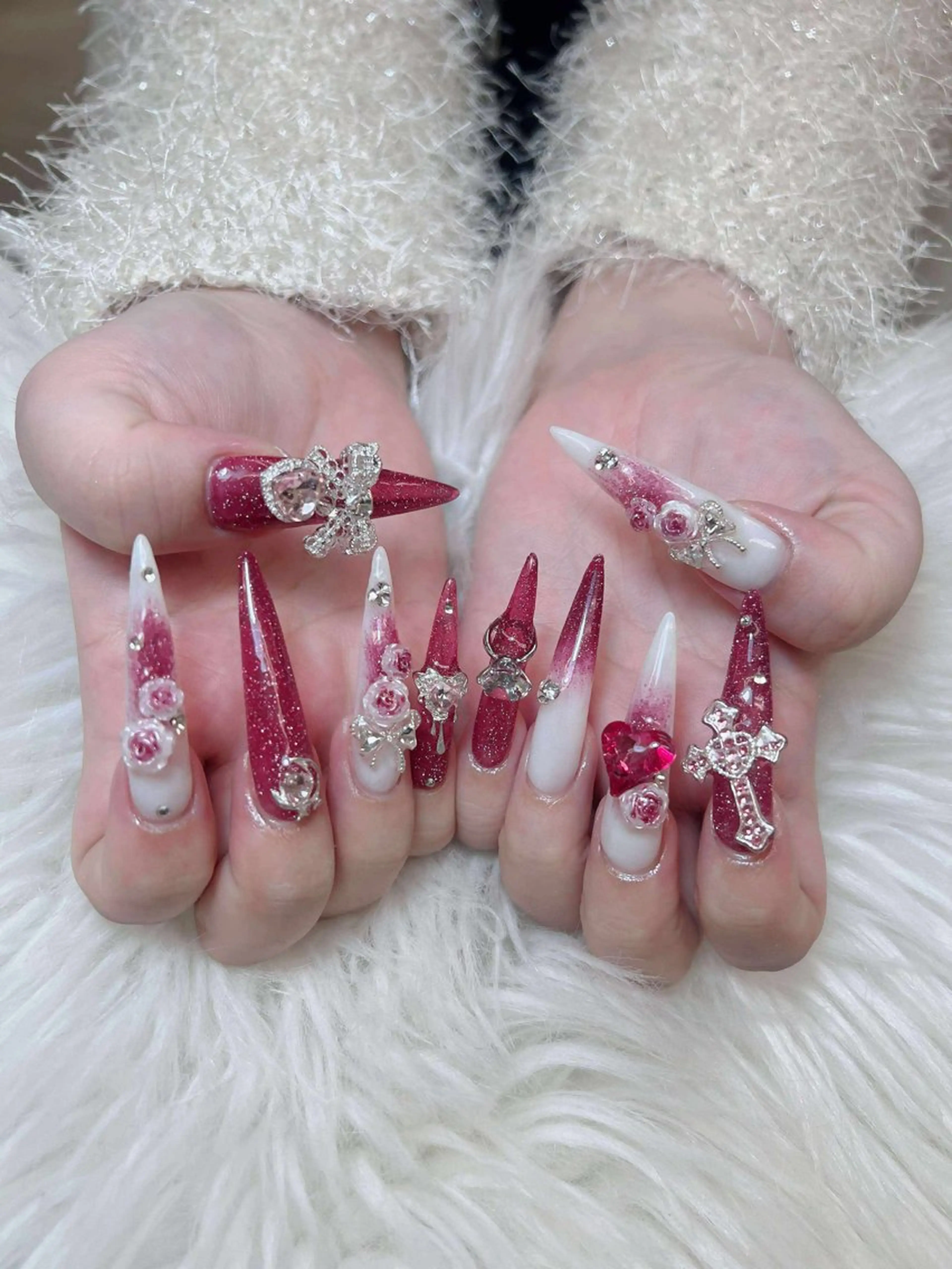 ネイル アートネイル オーロラネイル チークネイル 長さ出し フットネイル Noiranail_ studio川越西口のネイルデザイン