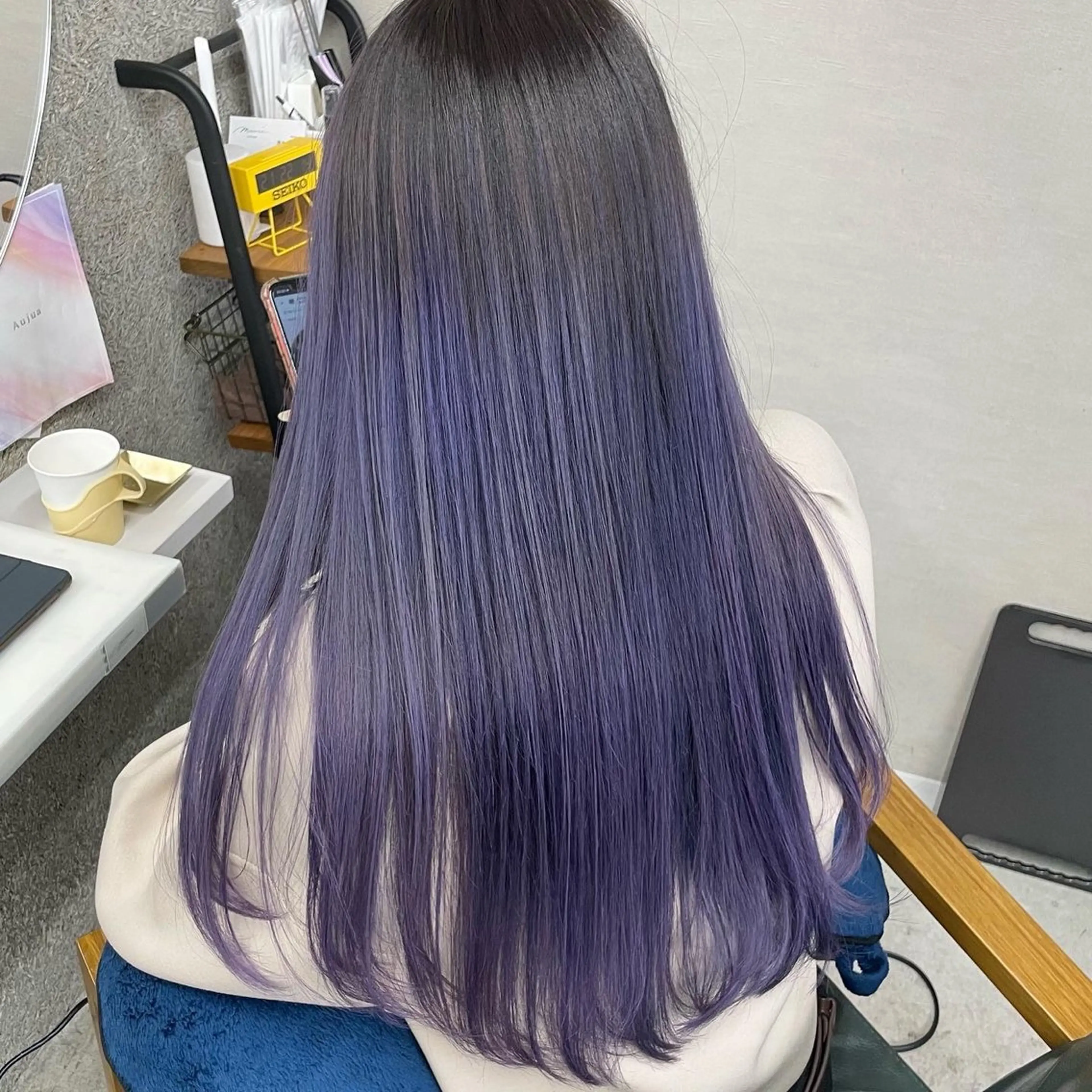 ロング カラー ヘアカラー トリートメント Lull1人美容室 バレイヤージュのヘアスタイル