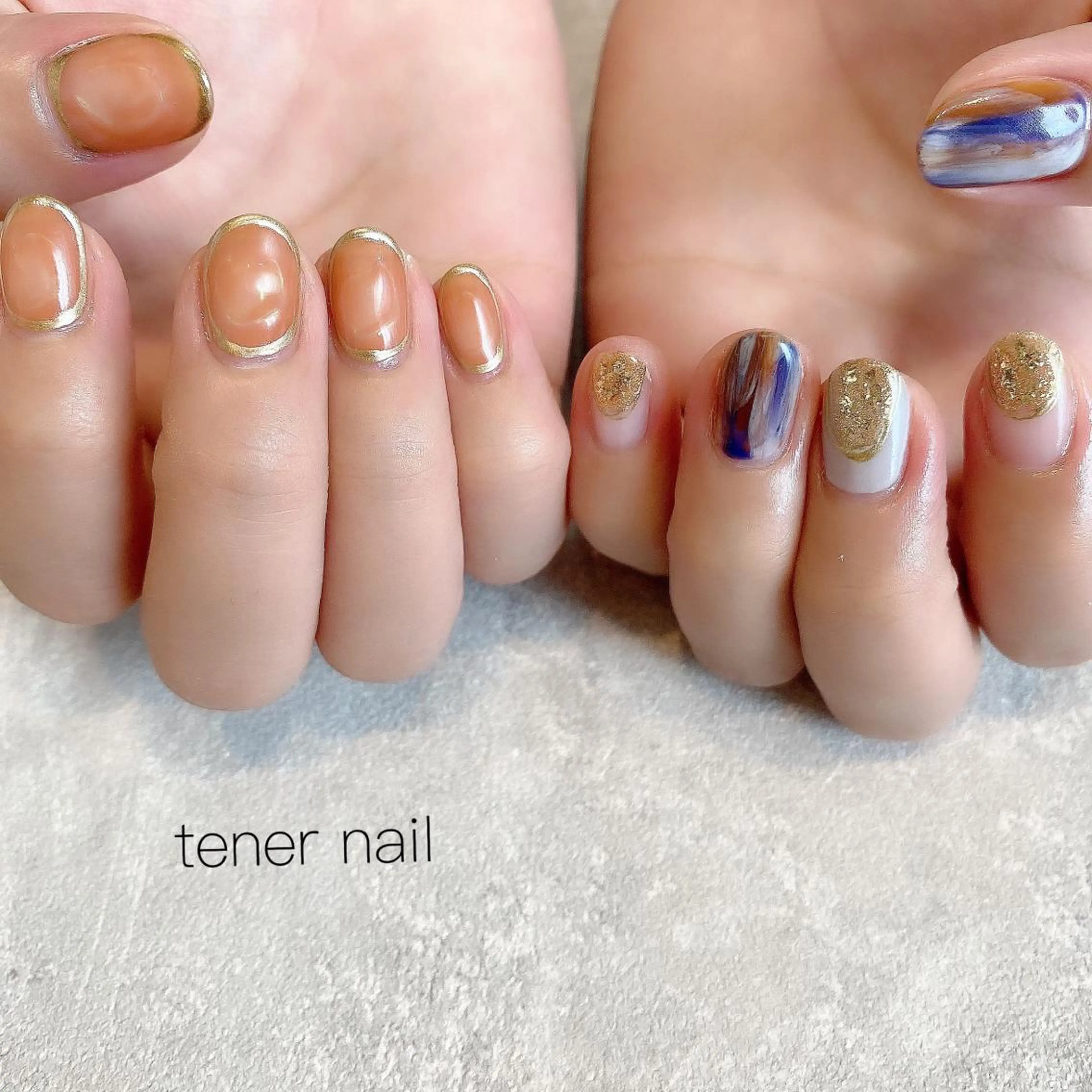 ネイル ブラウン オレンジ テネルネイル tener nailのネイルデザイン