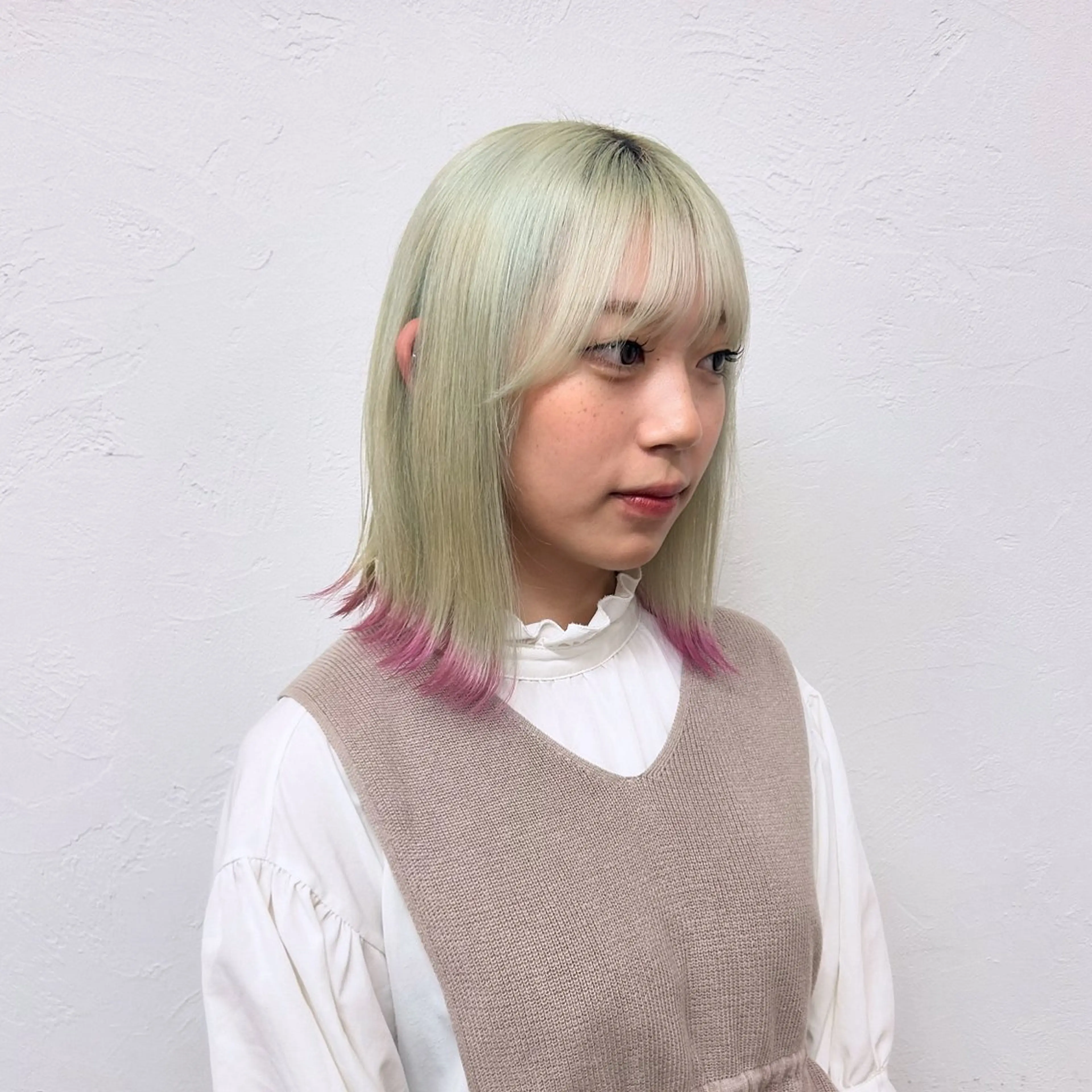 ミディアム カラー ピンクカラー げん/梅田美容室 中崎町美容室のヘアスタイル