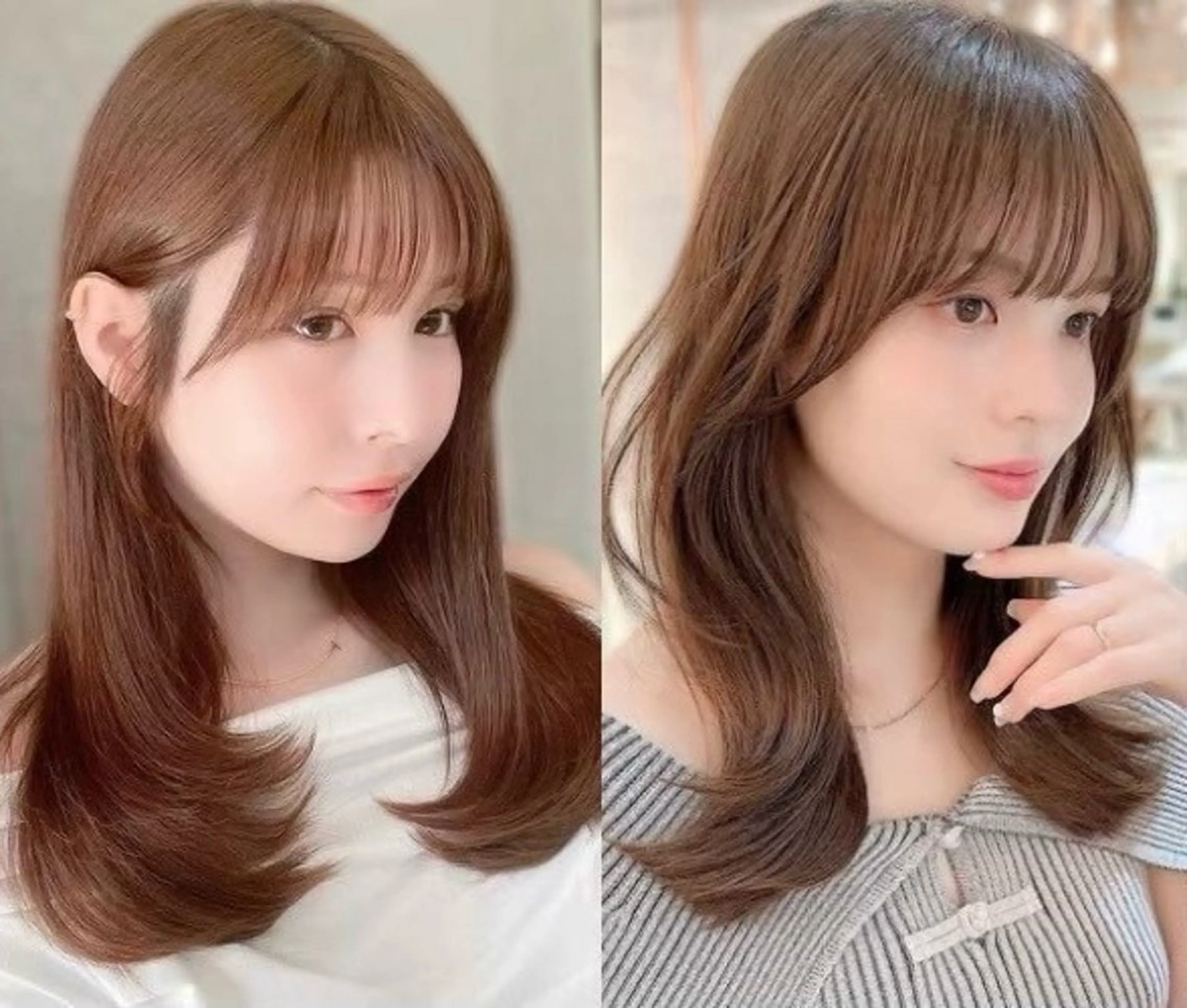 ロング 髪質改善|透明 感カラー🩵レイヤーのヘアスタイル