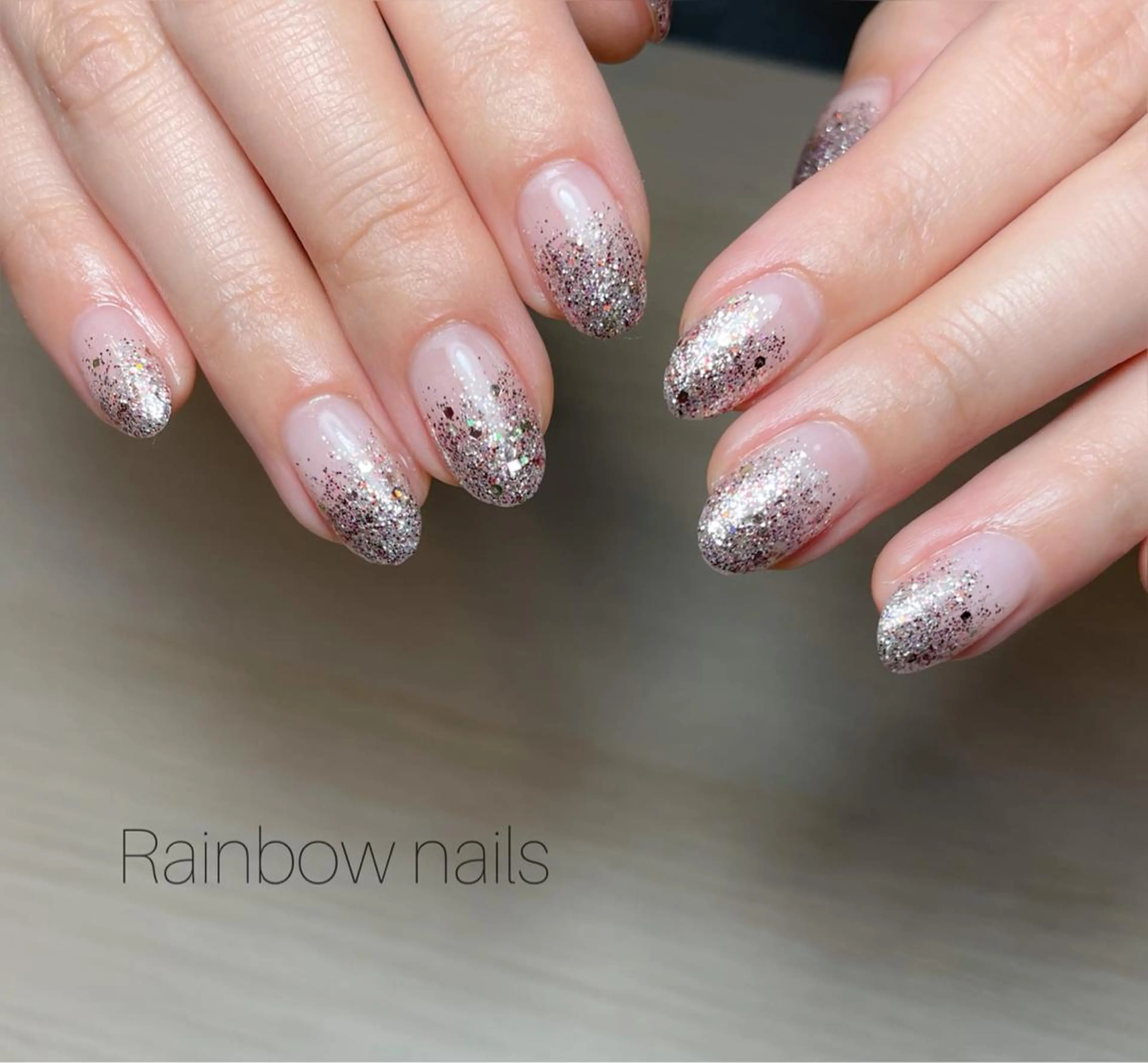 ネイル グラデーション ラメ(グリッター) ラメグラデーション Rainbow nailsくろちゃんのネイルデザイン