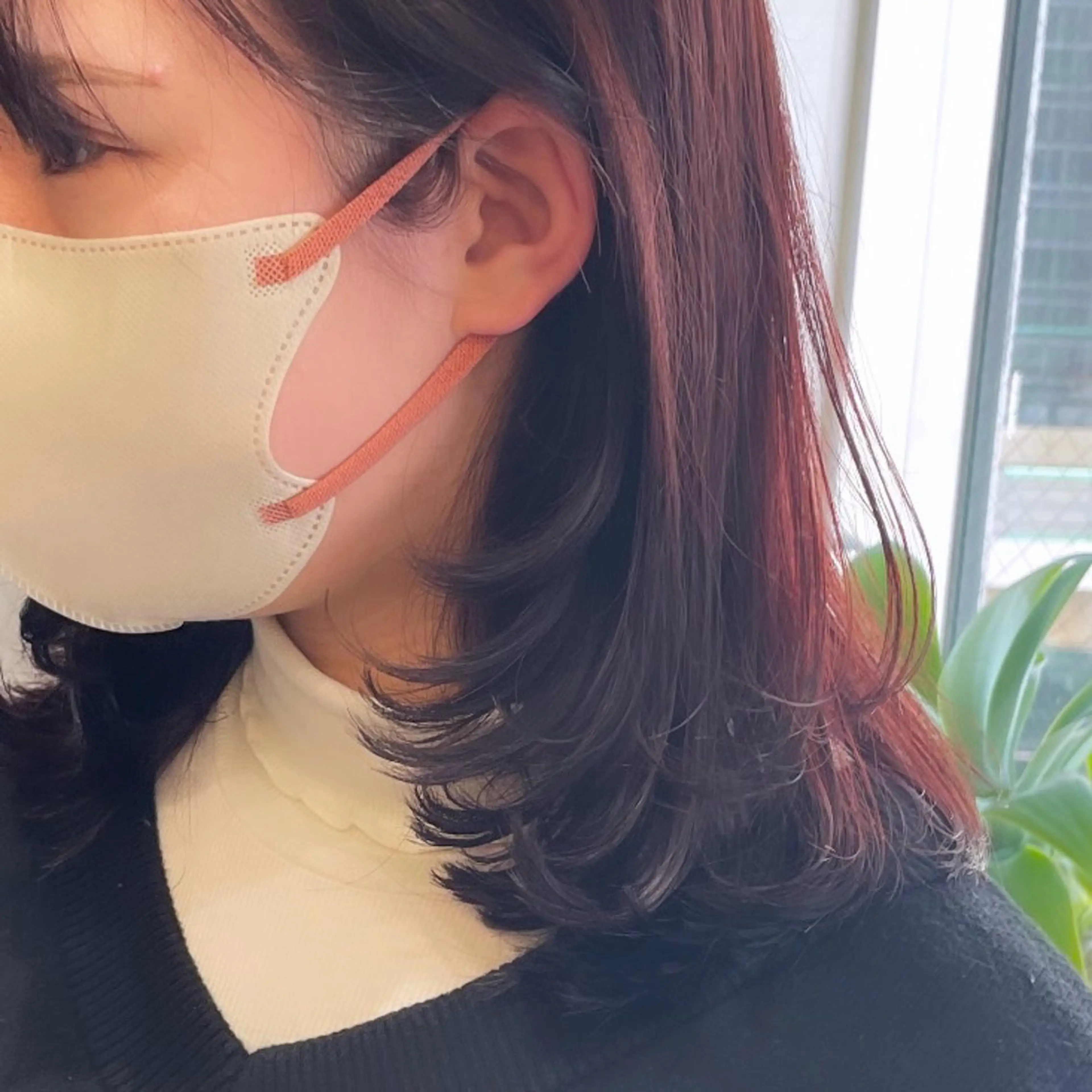 ミディアム カラー ミディアムレイヤー レッドカラー レイヤーカット ヘアカラー Rui/透明感カラー 暖色/レイヤーカットのヘアスタイル