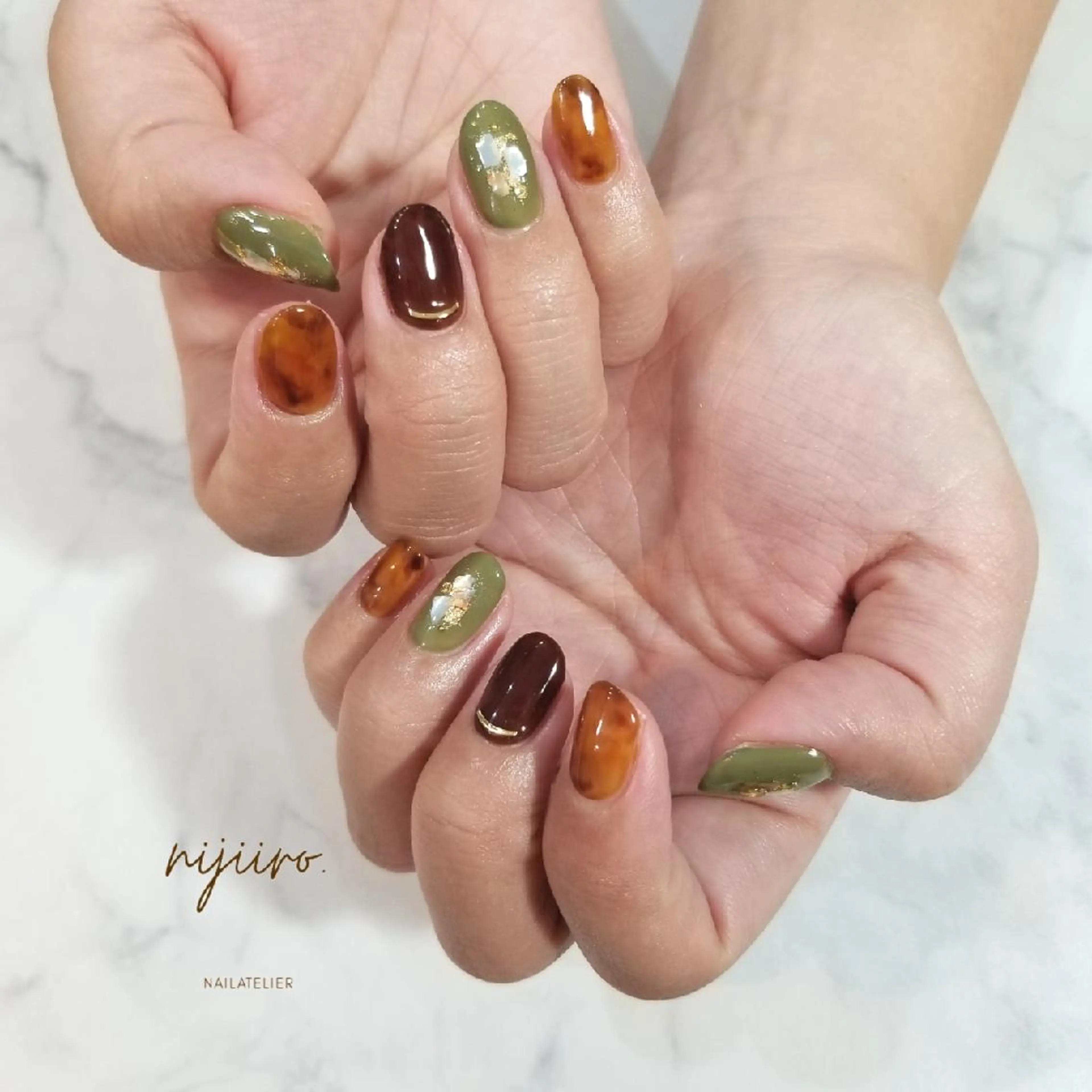 ネイル べっ甲ネイル ハンドネイル nijiiro🌈 サトウのネイルデザイン