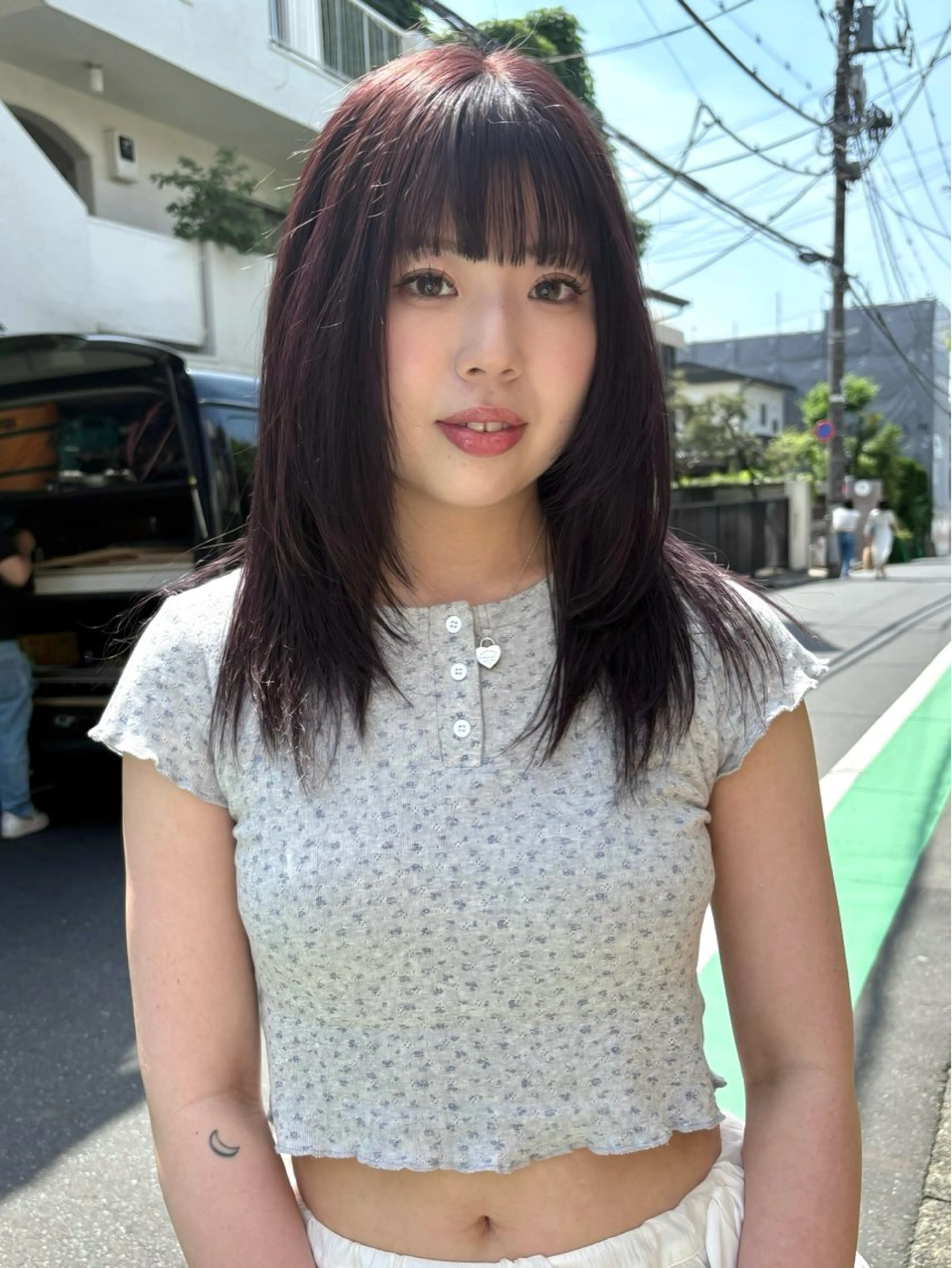 ミディアム カラー パーマ カット ヘアカラー レイヤー/透明感/ ブリーチなし/わかなのヘアスタイル