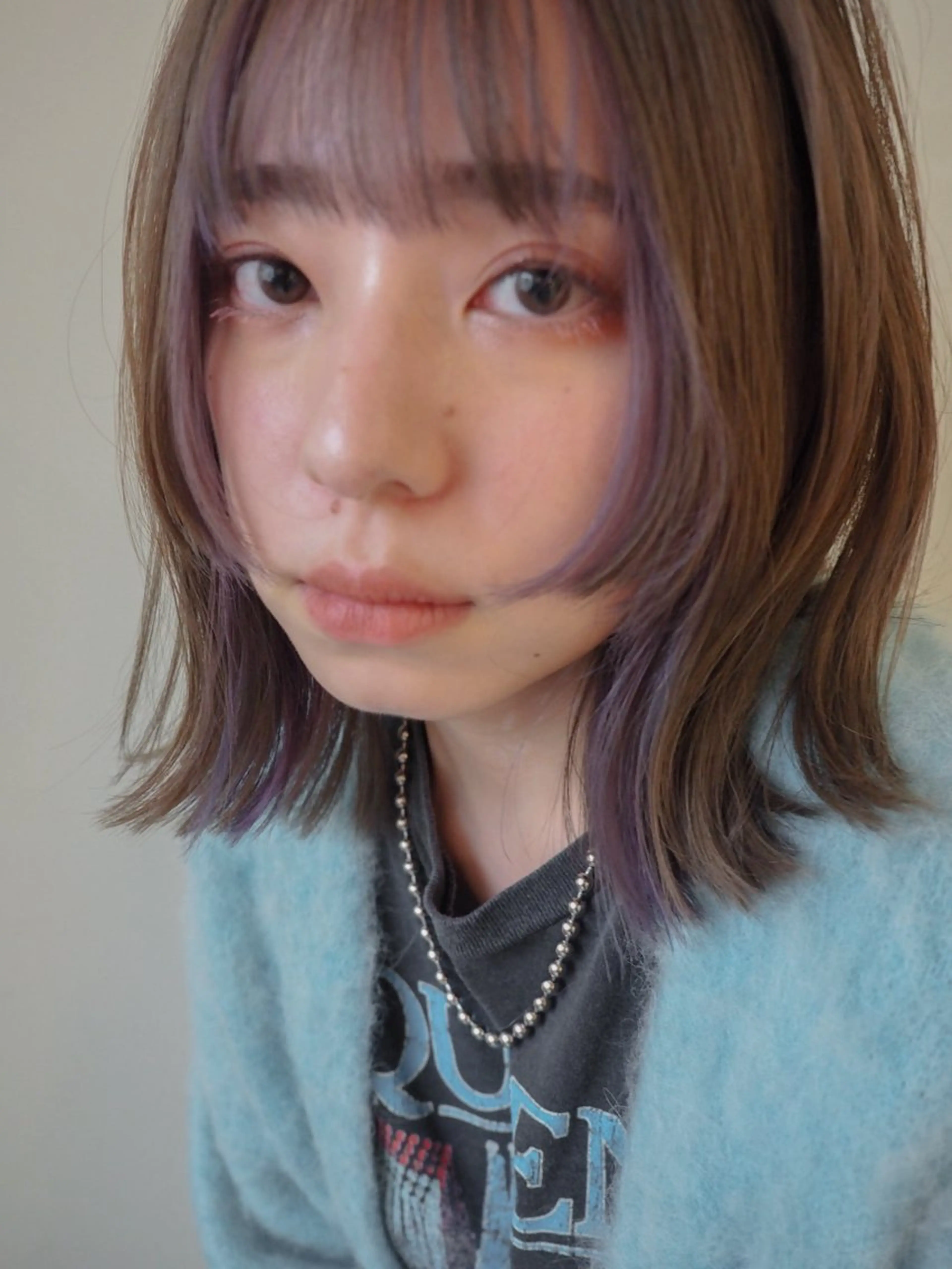 ミディアム ヘアカラー 平野恵/透明感カラー ブリーチ/ボブのヘアスタイル