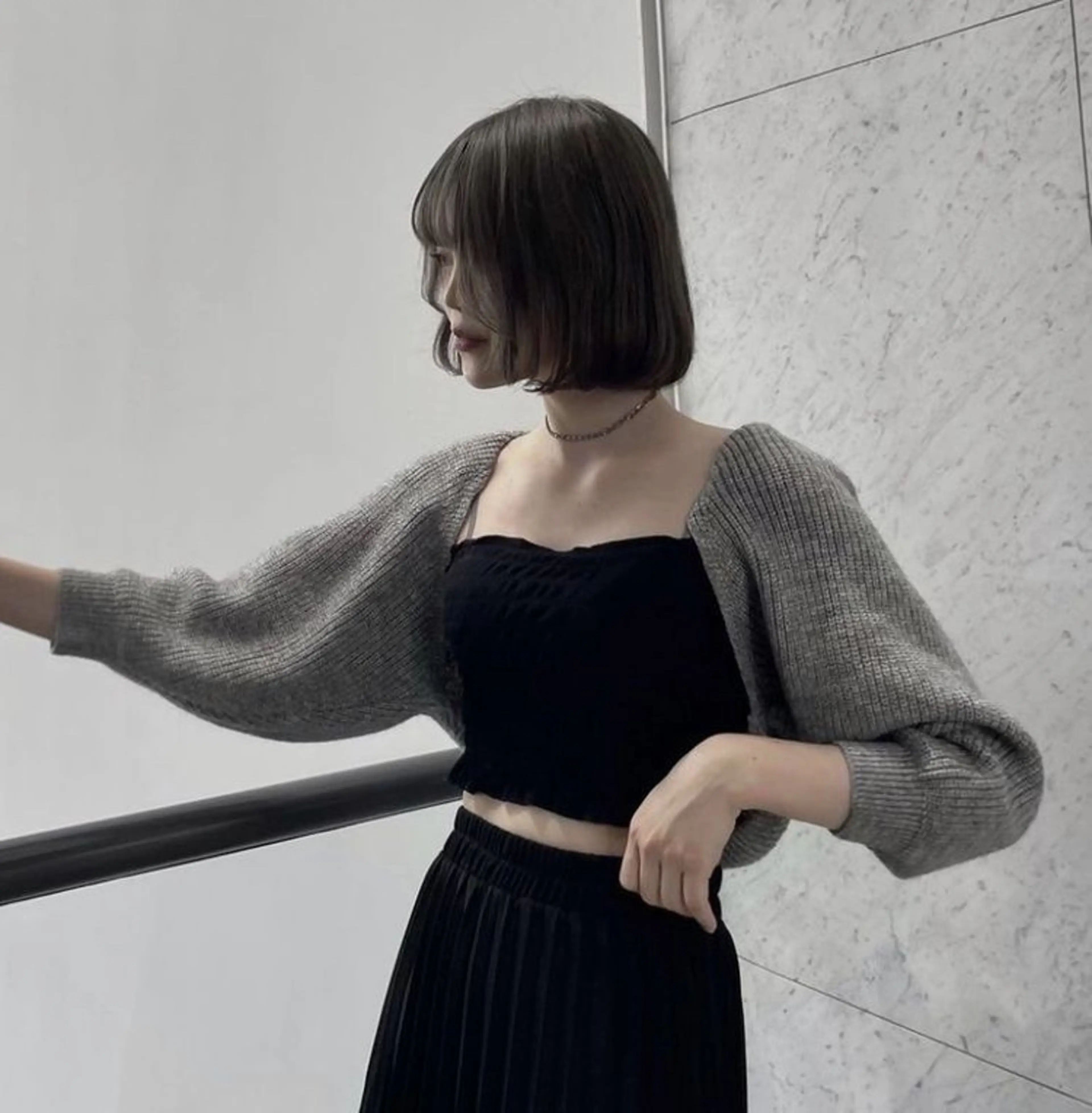 ミディアム 山崎/ボブ縮毛矯正 レイヤー髪質改善のヘアスタイル