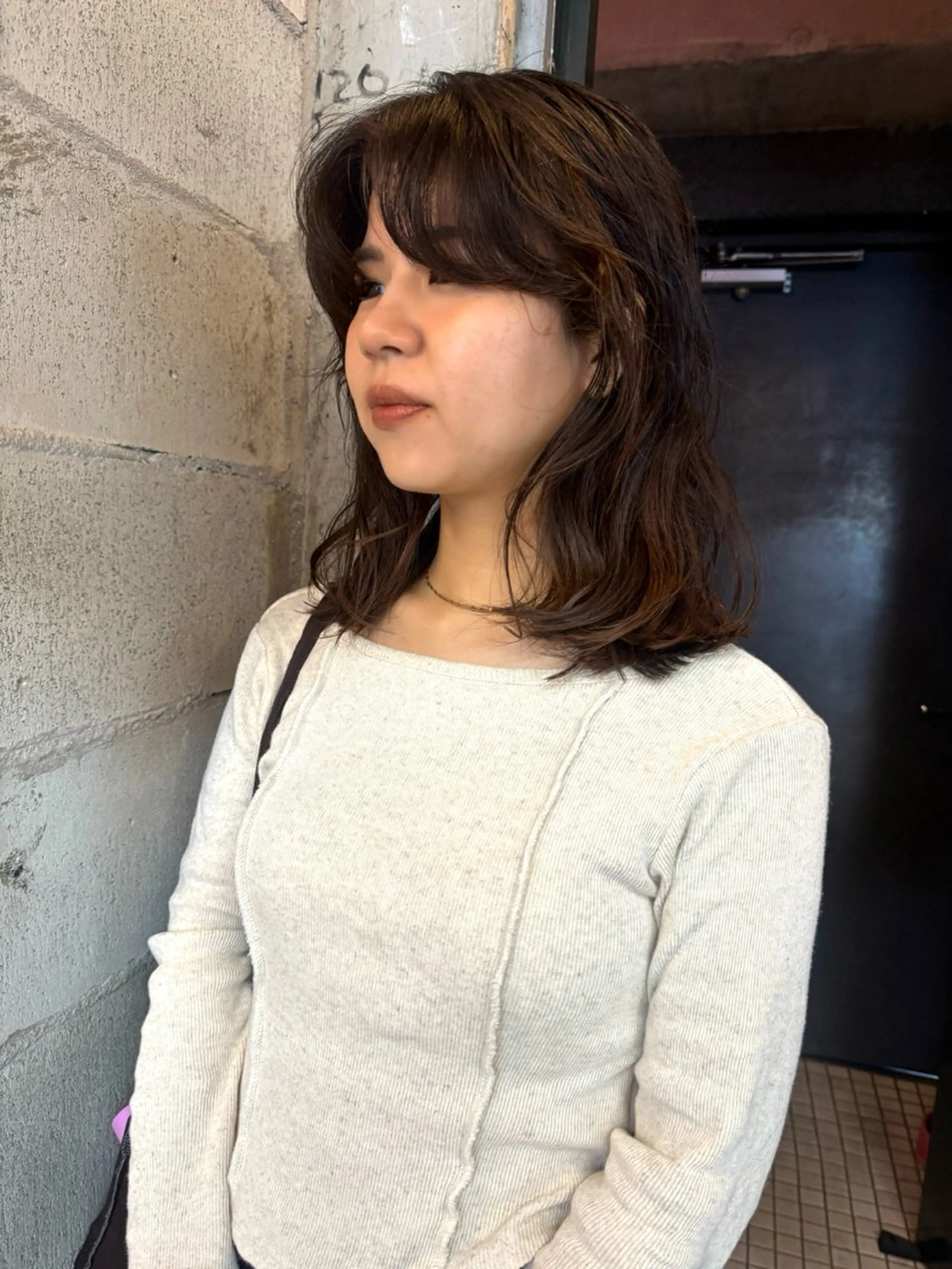 ミディアム カラー パーマ ミディアムパーマ ニュアンスパーマ カット ヘアカラー パーマ 🍈yurina 福岡/パーマ🍈のヘアスタイル