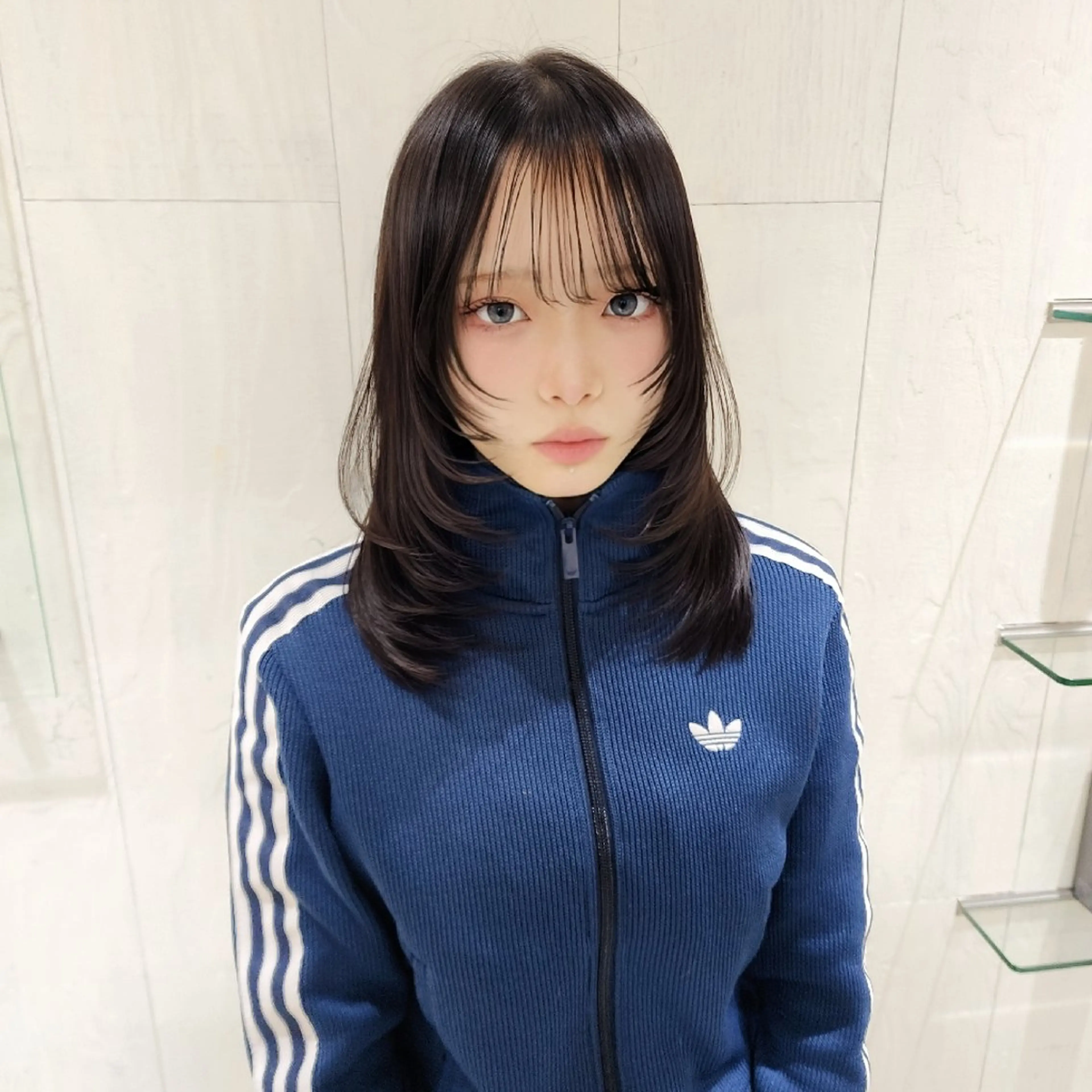 セミロング 顔まわりレイヤー ハッシュカット 韓国風ヘア レイヤーカット カット トリートメント レイヤーカット/ ウルフカット/大橋 のヘアスタイル