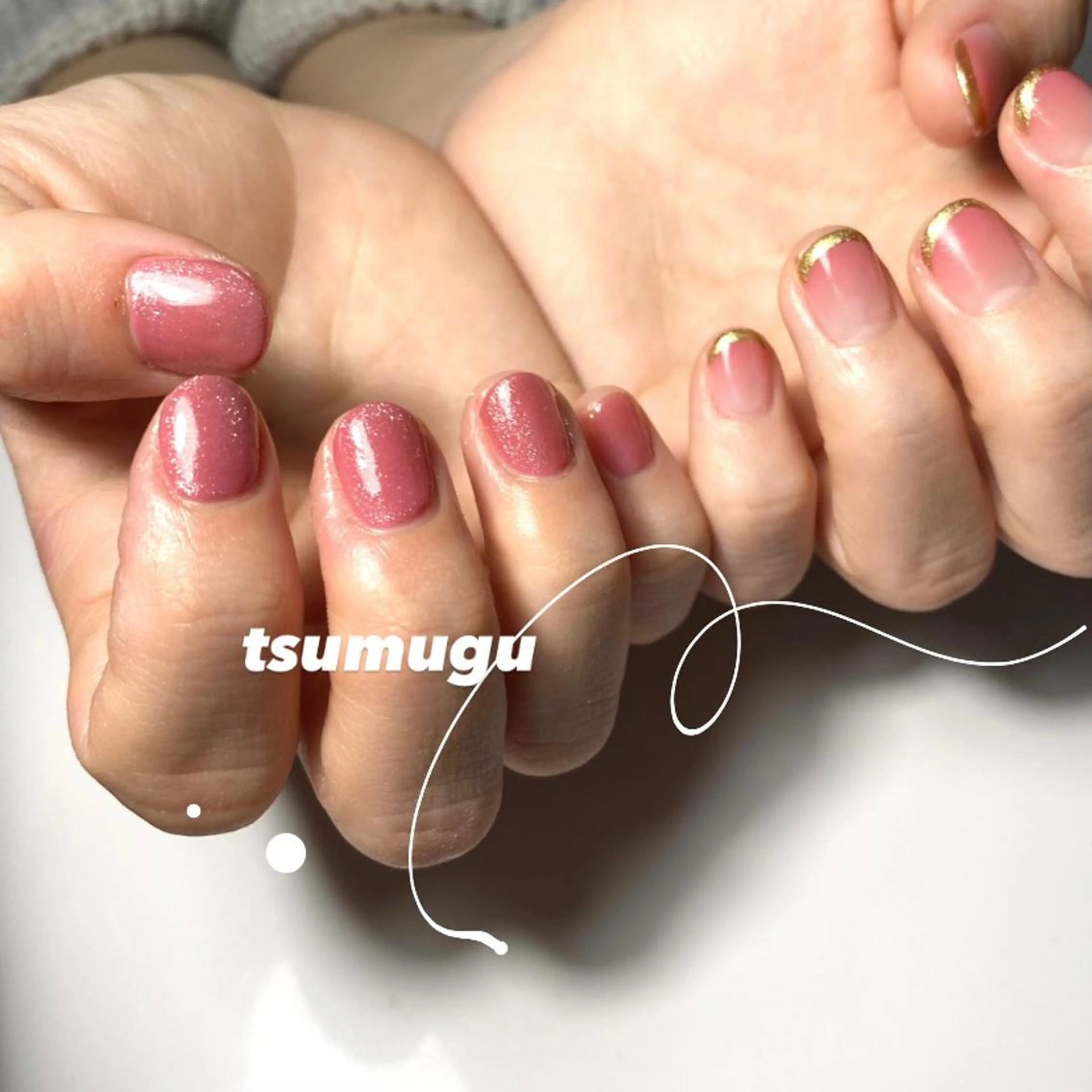 ネイル フレンチネイル ミラーネイル オフィスネイル つむぐ サロンのネイルデザイン