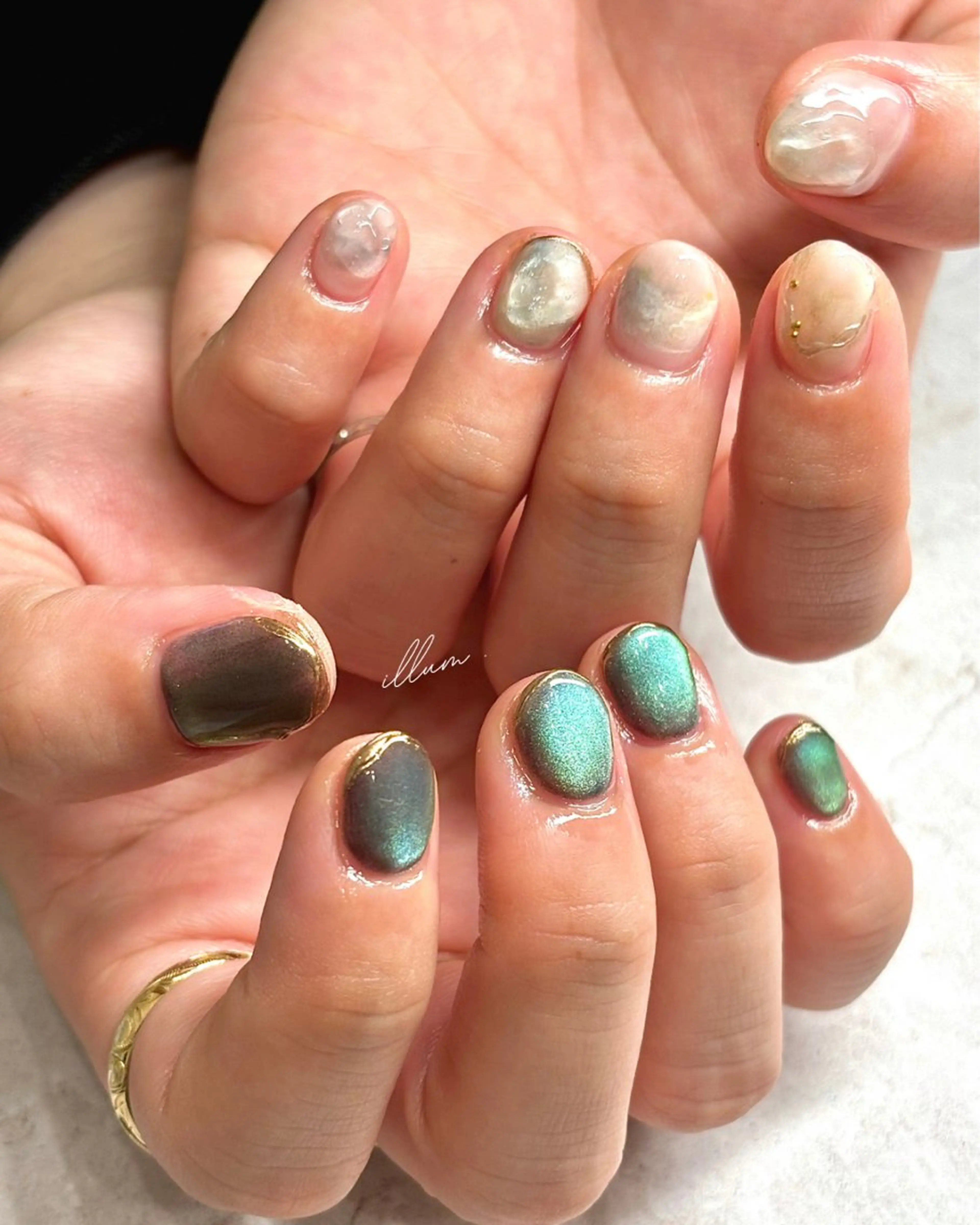 キッズ ネイル ジェルネイル マグネットネイル ミラーネイル ニュアンスネイル オフィスネイル illum hicariのネイルデザイン