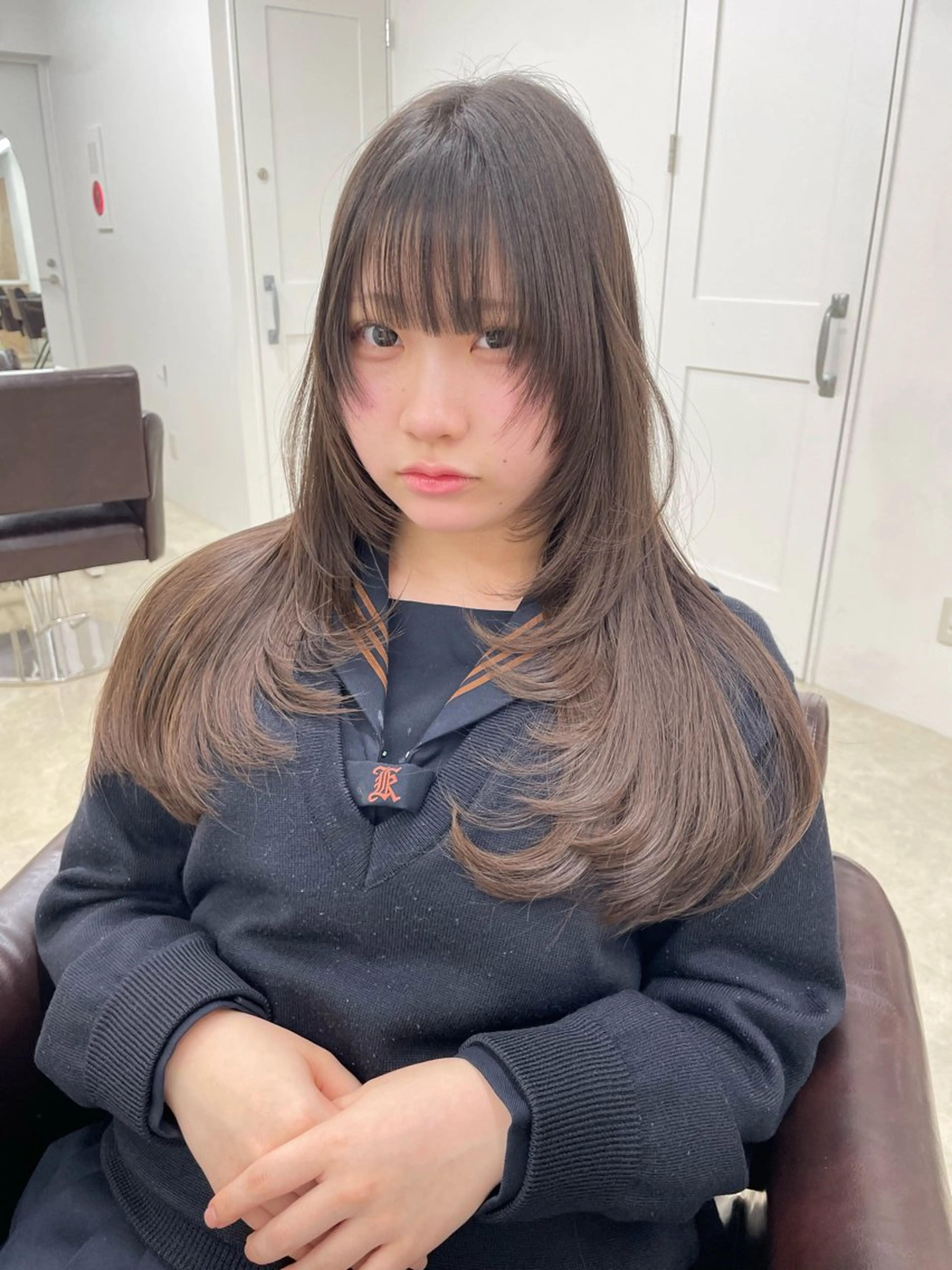 ロング カラー カット ヘアカラー トリートメント ヘアセット 新宿/韓国ヘア/ 髪質改善ストレートのヘアスタイル