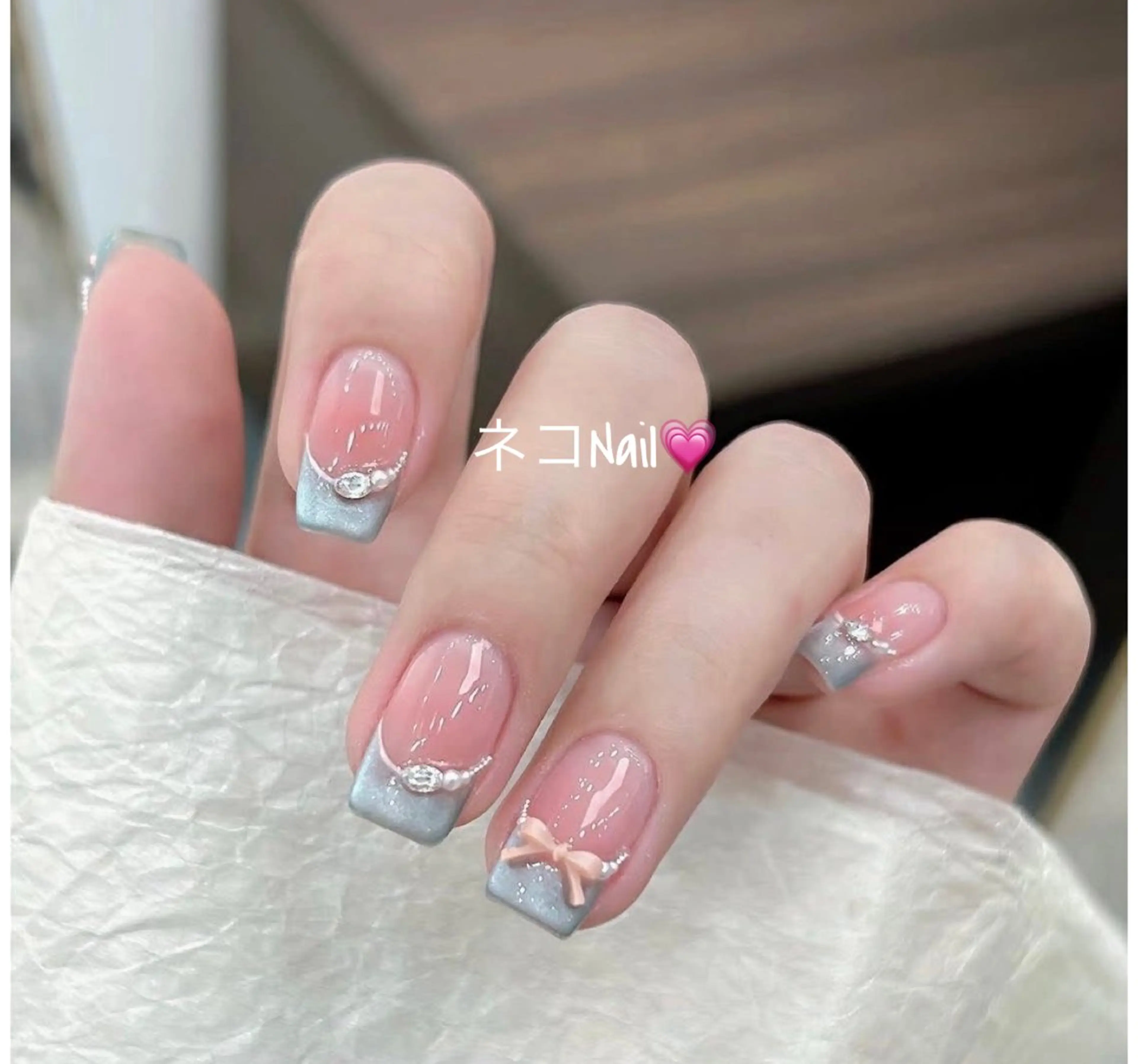 ネイル 持ち込み ニュアンスネイル ショートネイル ハンドネイル ネコ Nailのネイルデザイン