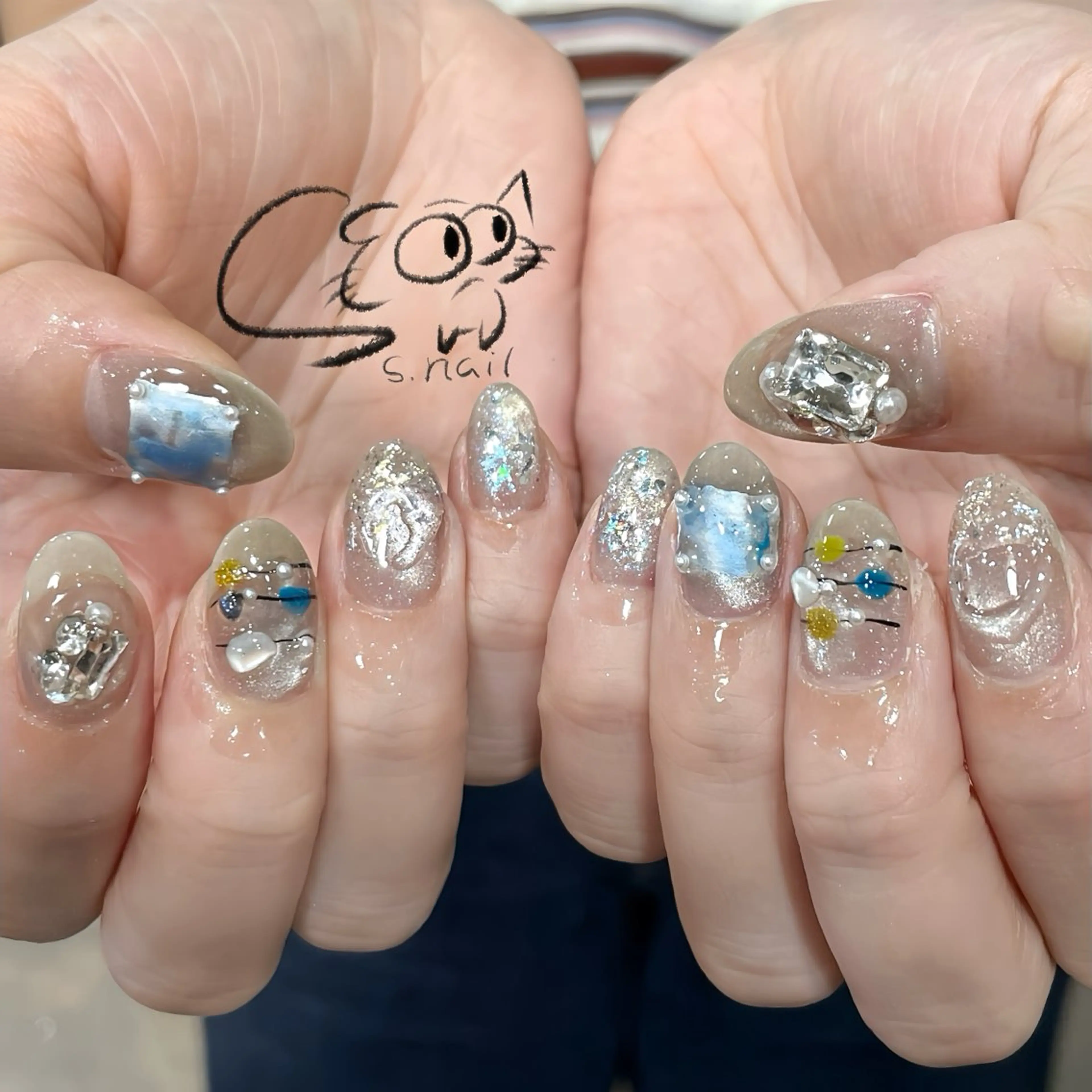 ネイル フレンチネイル ジェルネイル キラキラネイル ラメ(グリッター) マグネットネイル S.nail _のネイルデザイン