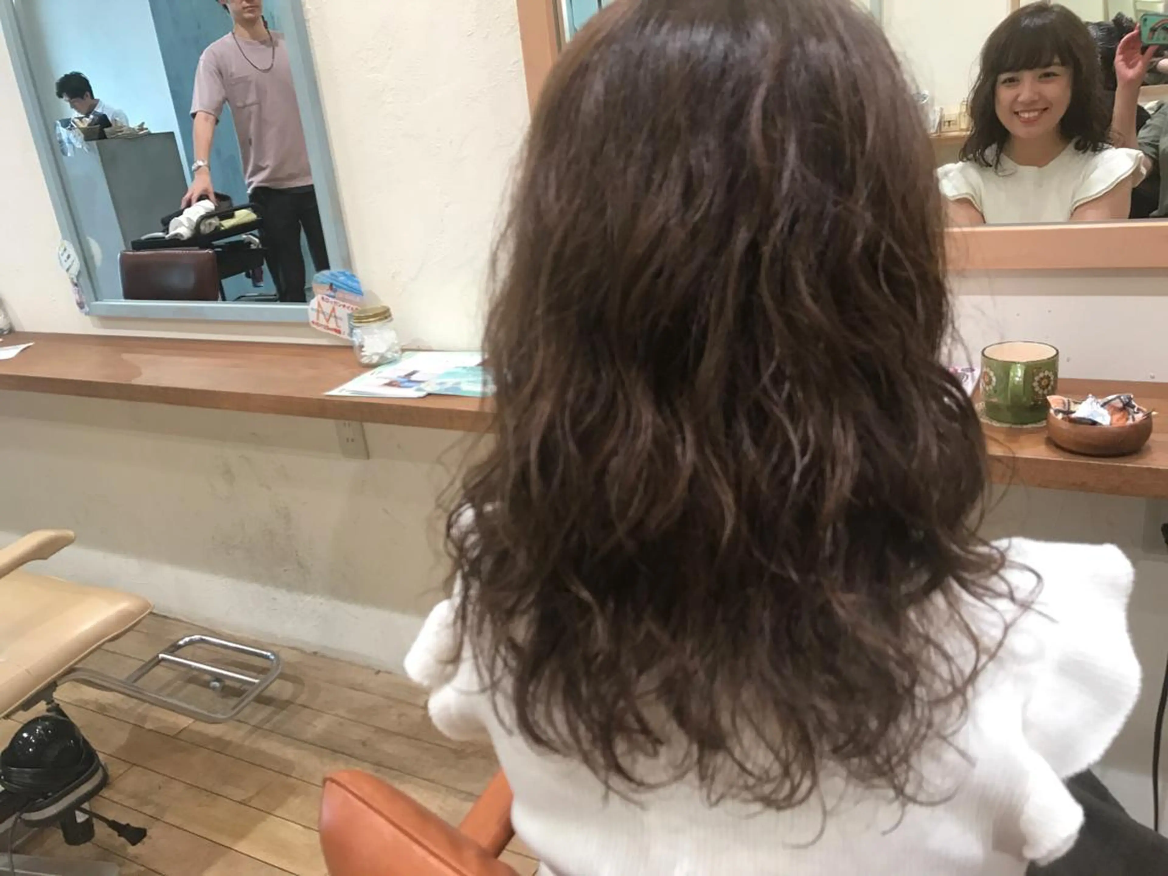 セミロング カラー パーマ セミロングパーマ オリーブ透明感カラー 表参道/MIKUのヘアスタイル