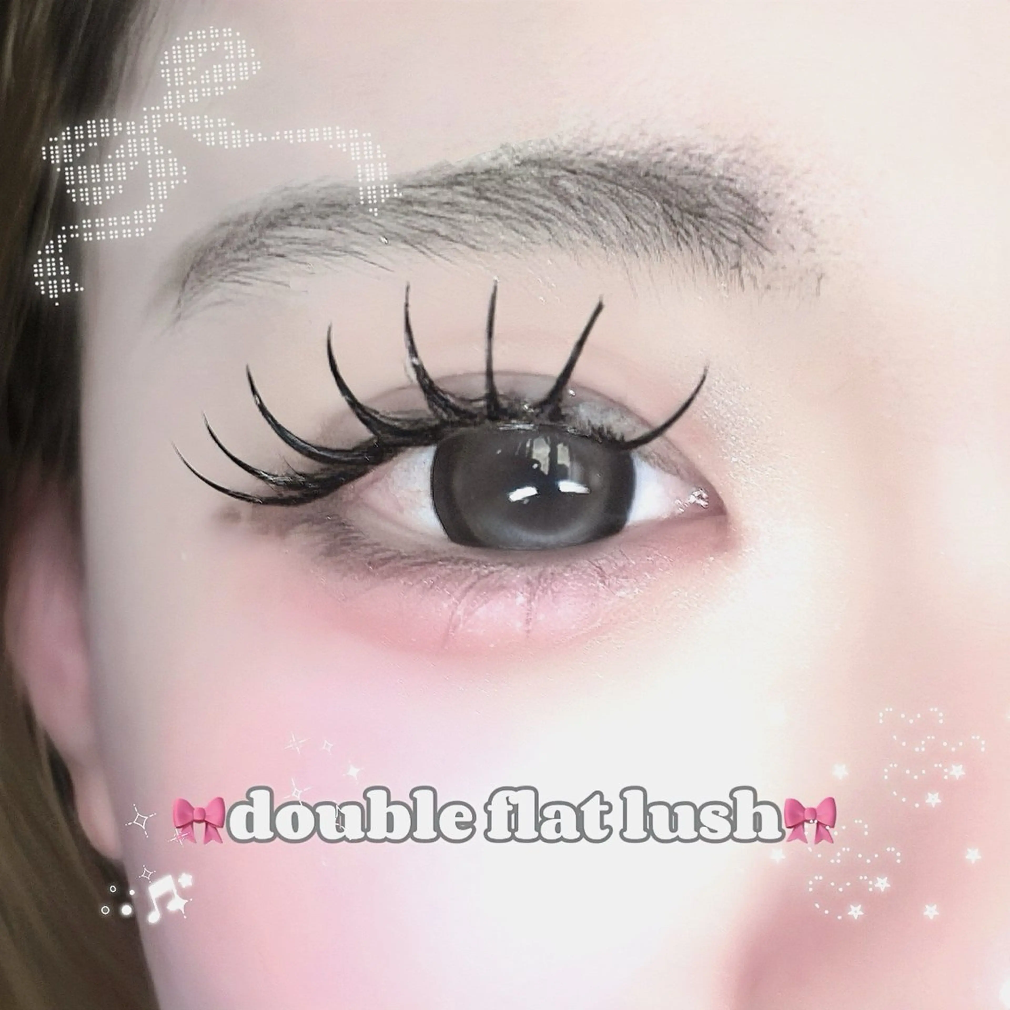 マツエク・マツパ 束感まつ毛 Dカール フラットラッシュ 🩶LED＆ダブル フラットRAN🪽のマツエク・マツパデザイン