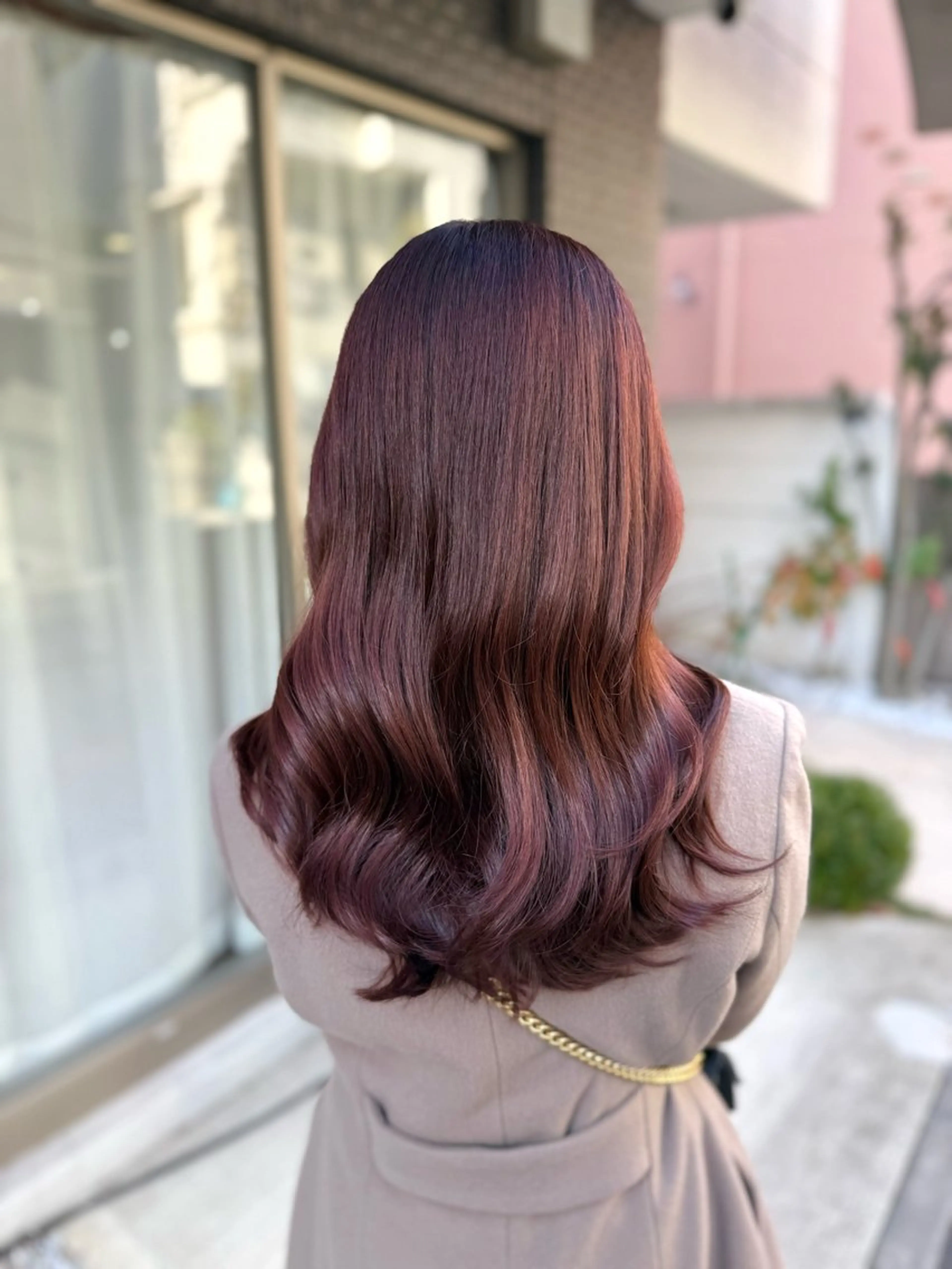 セミロング カラー カシス ピンクカラー カット ヘアカラー トリートメント グレージュ/レイヤー /韓国ヘア/RISAのヘアスタイル