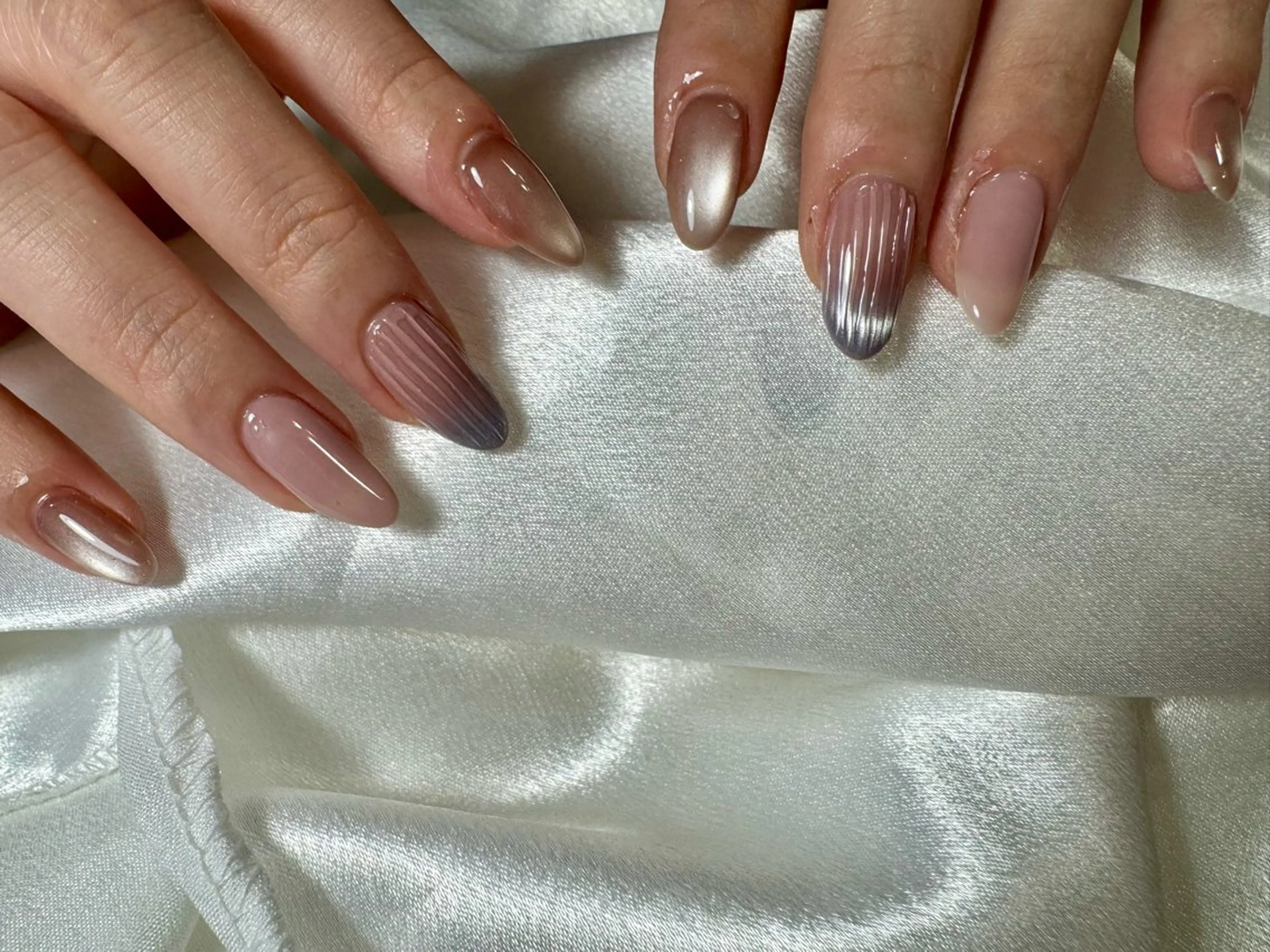 ネイル オーロラネイル 桜ネイル フラワーネイル フットネイル フレンチネイル ハンドネイル kikinail 溝の口のネイルデザイン