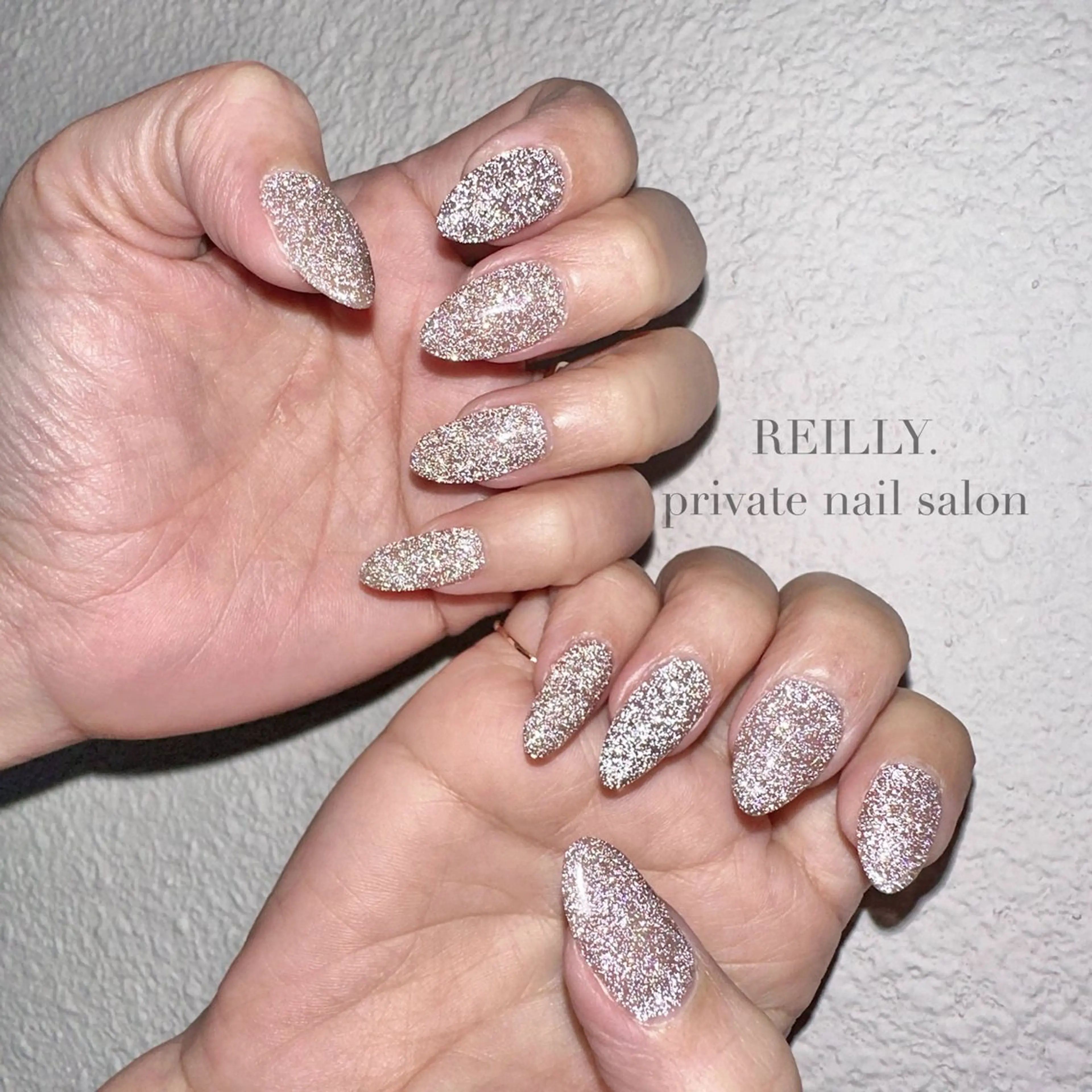ネイル クリアネイル フラッシュネイル フレンチネイル ジェルネイル キラキラネイル ハンドネイル Reilly nail.所属・Reillynail みさきのネイルデザイン