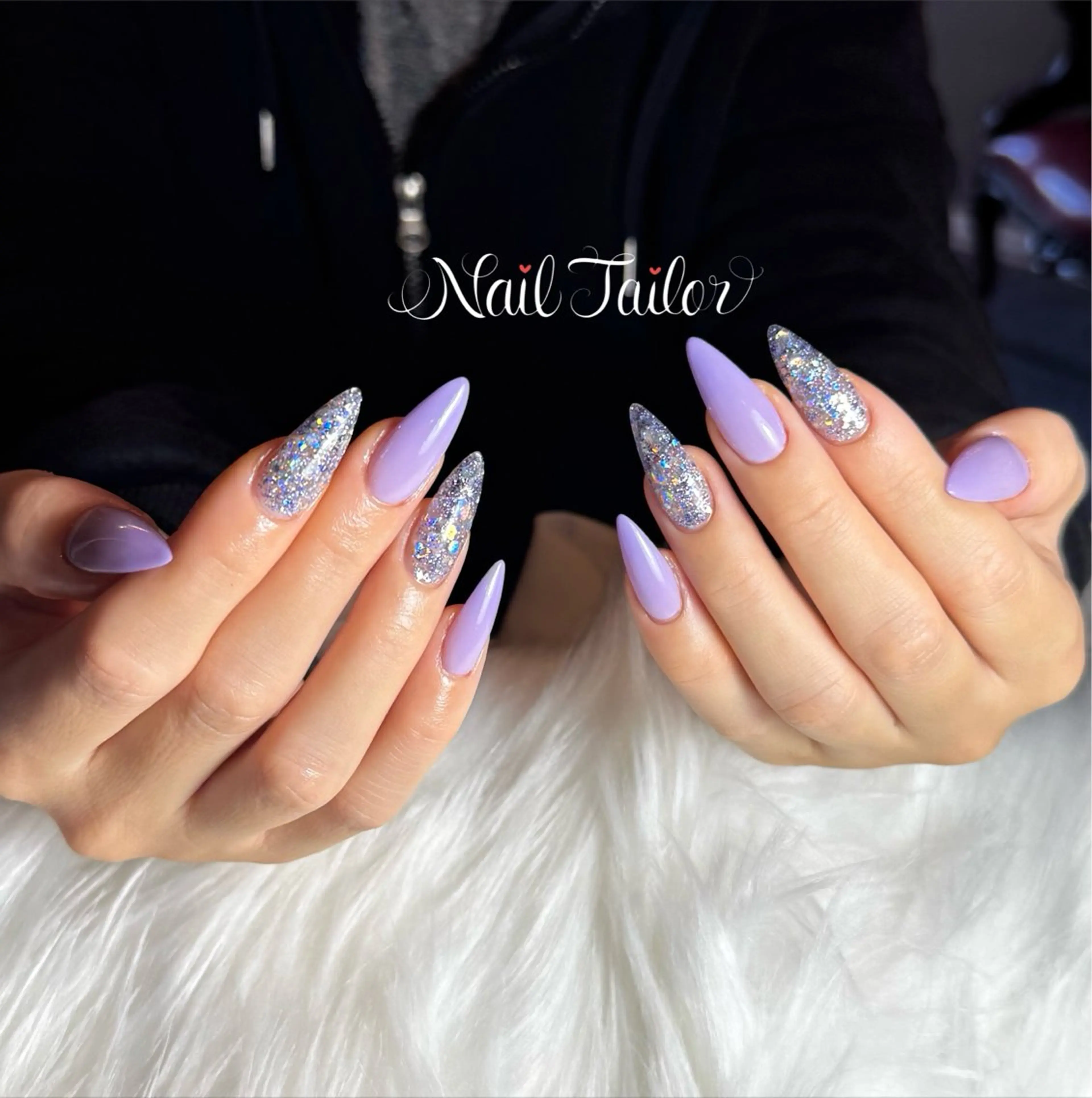 ネイル 長さ出し ホログラムネイル キラキラネイル ロングネイル ワンカラーネイル ハンドネイル NailTailor ネイルテイラーのネイルデザイン