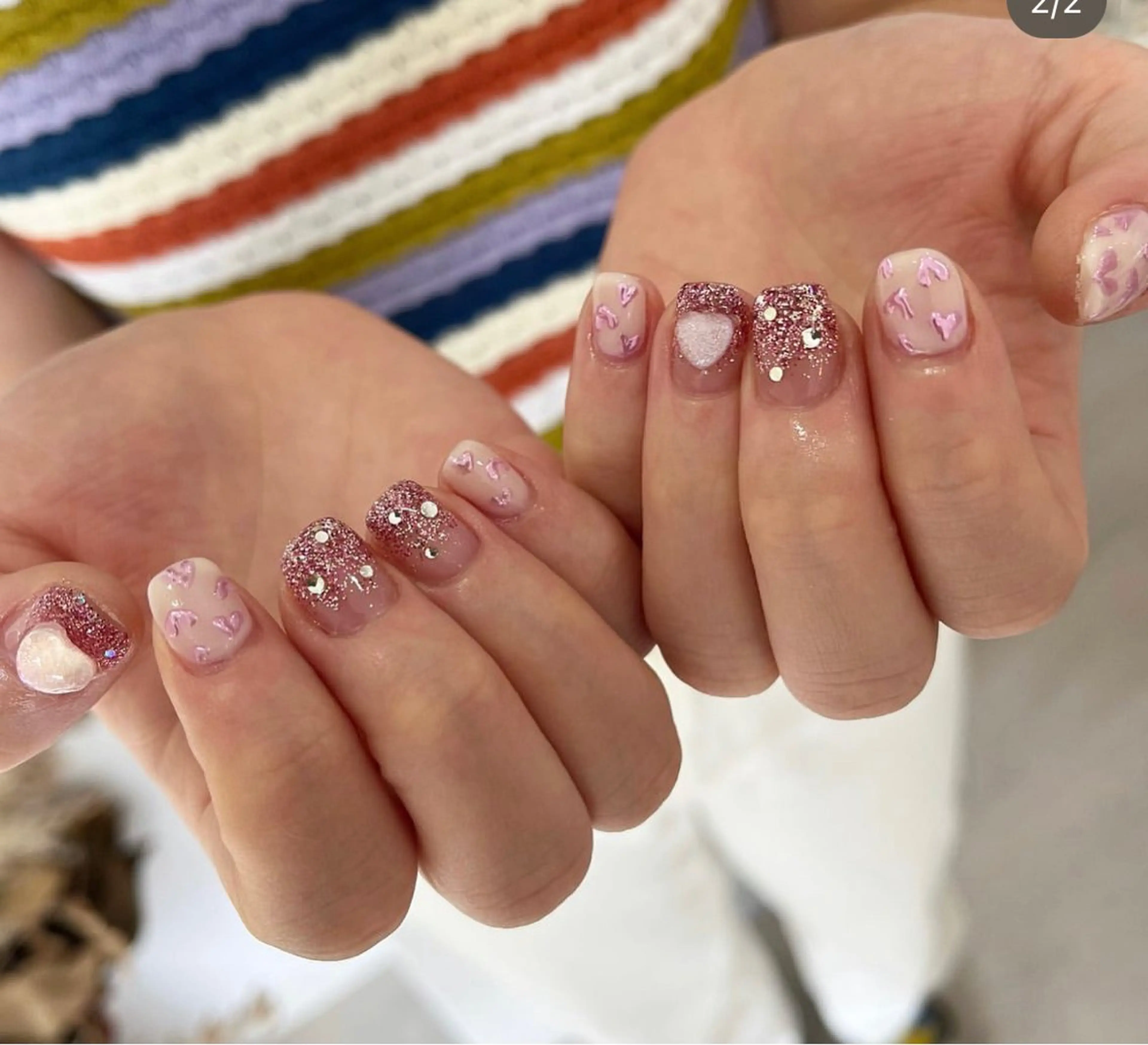 ネイル ハート ミラーネイル #Amin nail salonのネイルデザイン