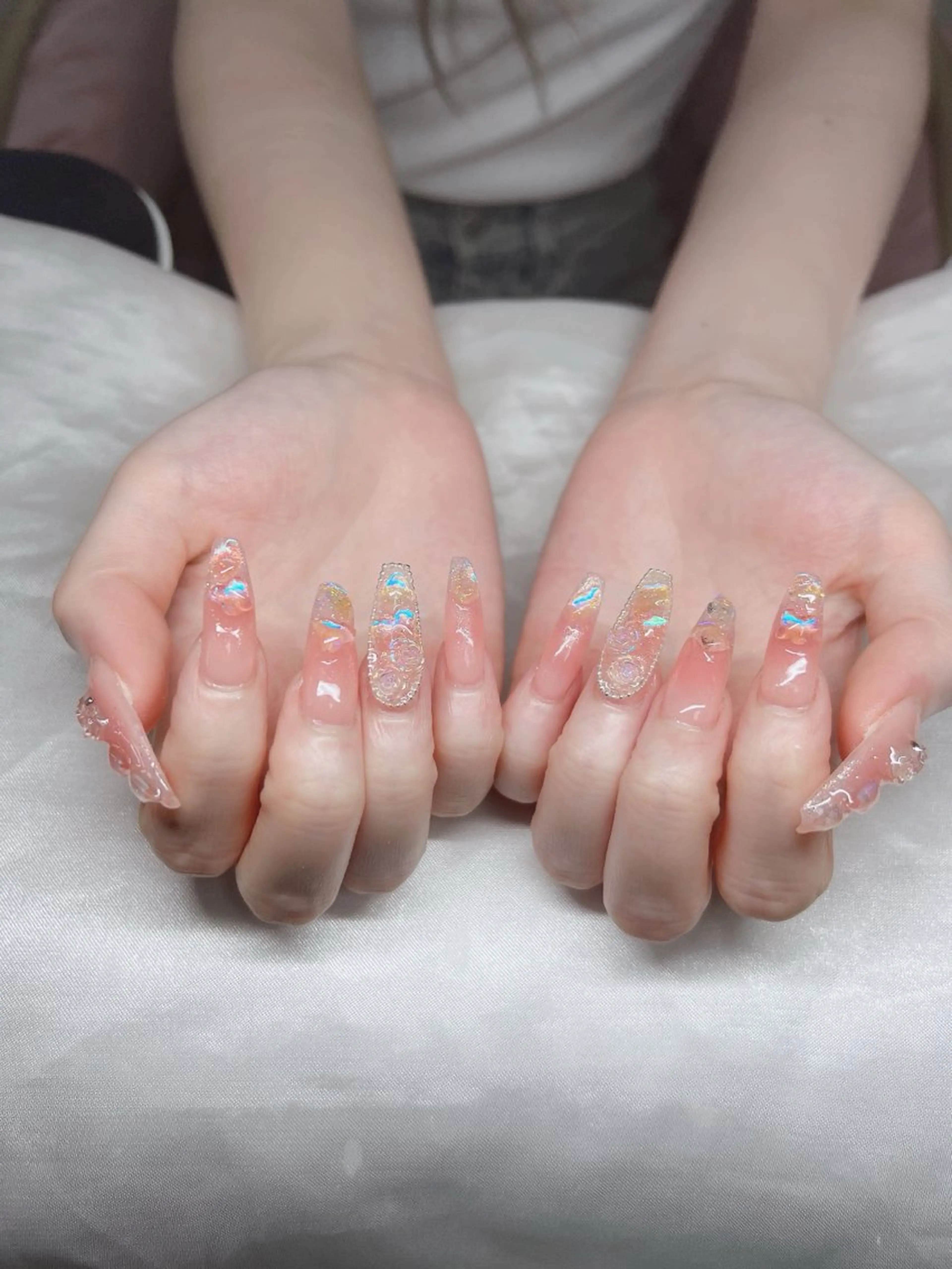 ネイル 長さ出し グラデーション キラキラネイル マグネットネイル ニュアンスネイル Lee Nails チップ長さだし専門店のネイルデザイン