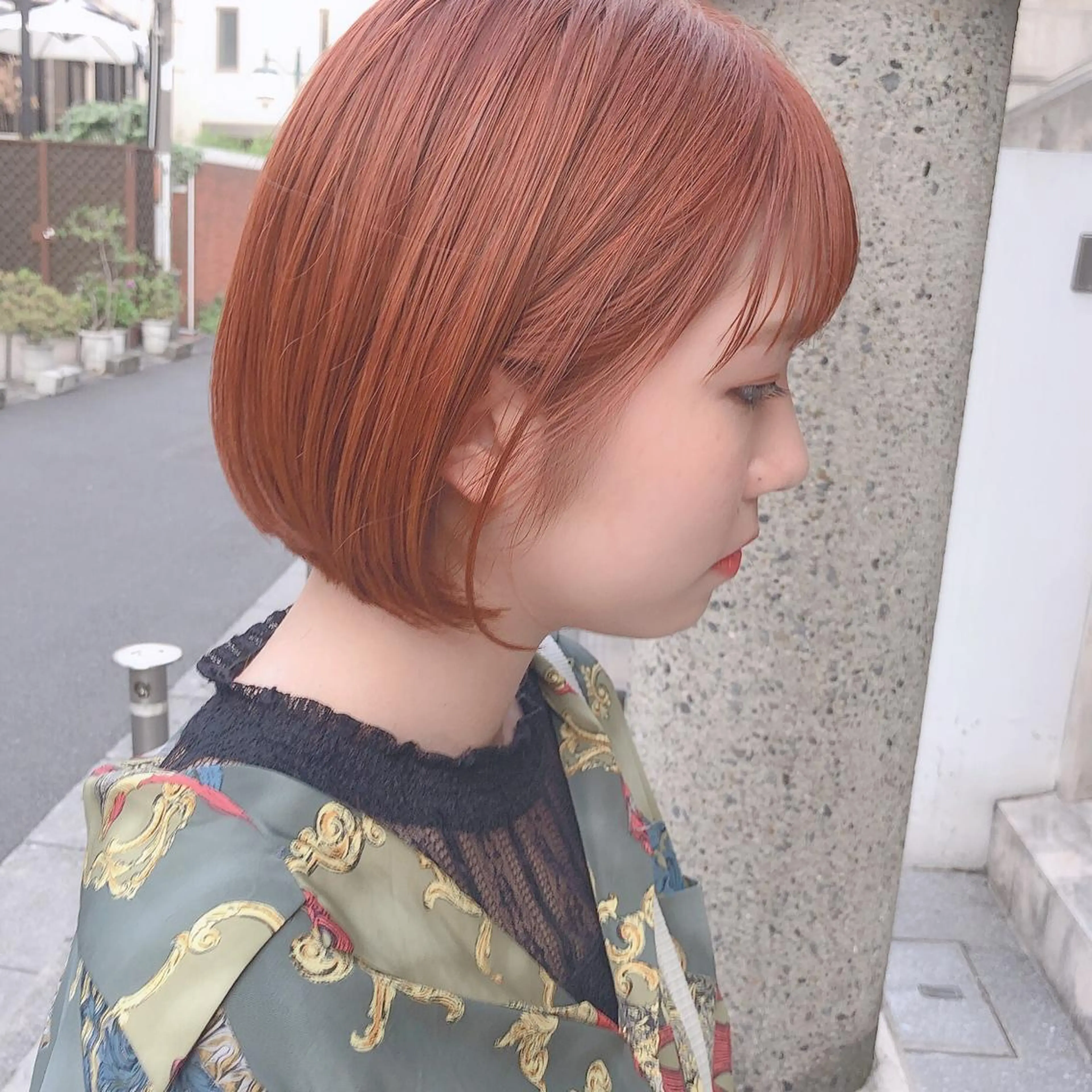 ショート カラー ベージュカラー ブリーチ オレンジ オレンジベージュ ボブ カット ヘアカラー トリートメント 透明感カラー× レイヤーカット✨高梨のヘアスタイル