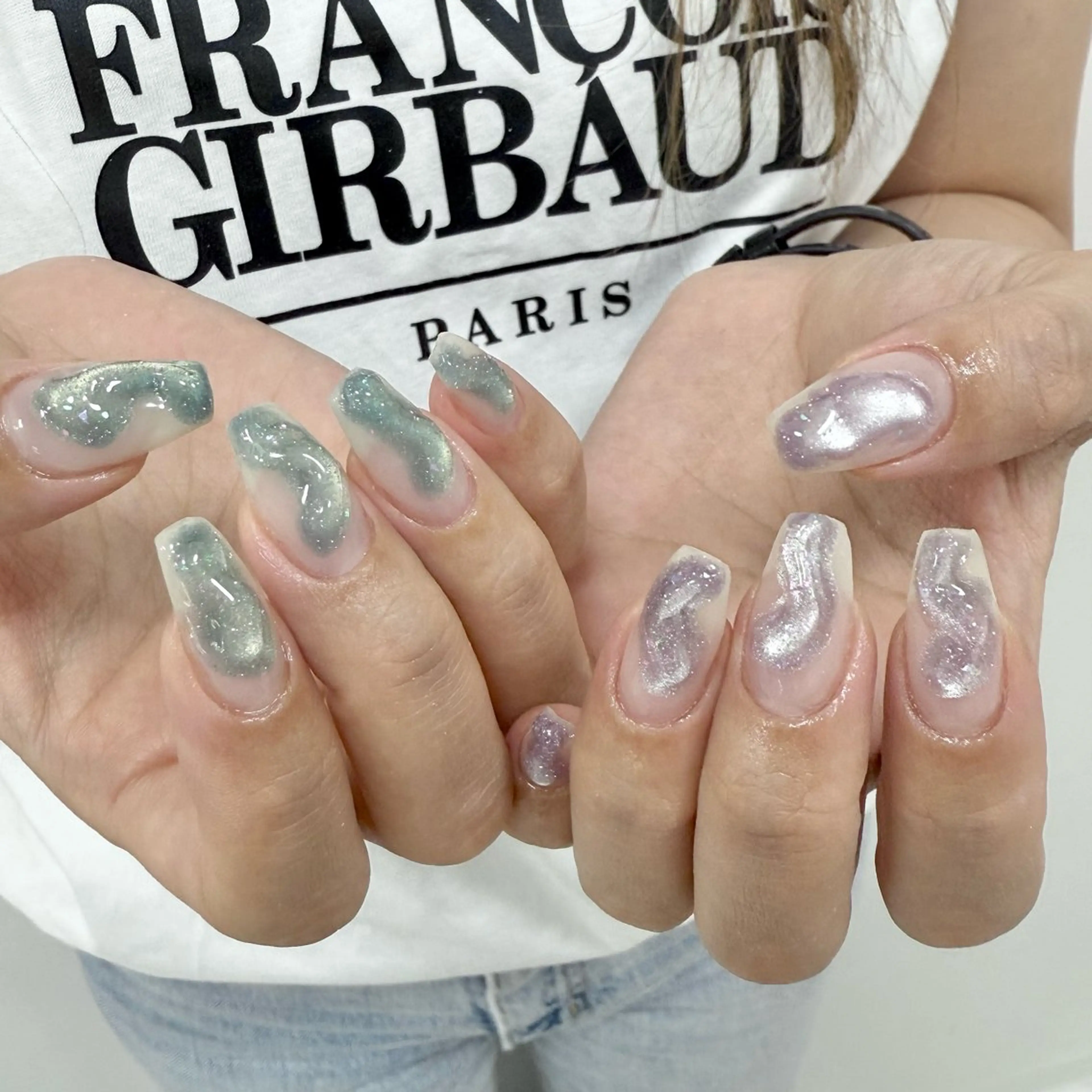 ネイル マグネットネイル ニュアンスネイル ぷっくりネイル 夏ネイル ネイルサロン赤ちゃん所属・ネイルサロン赤ちゃん MIYUのネイルデザイン