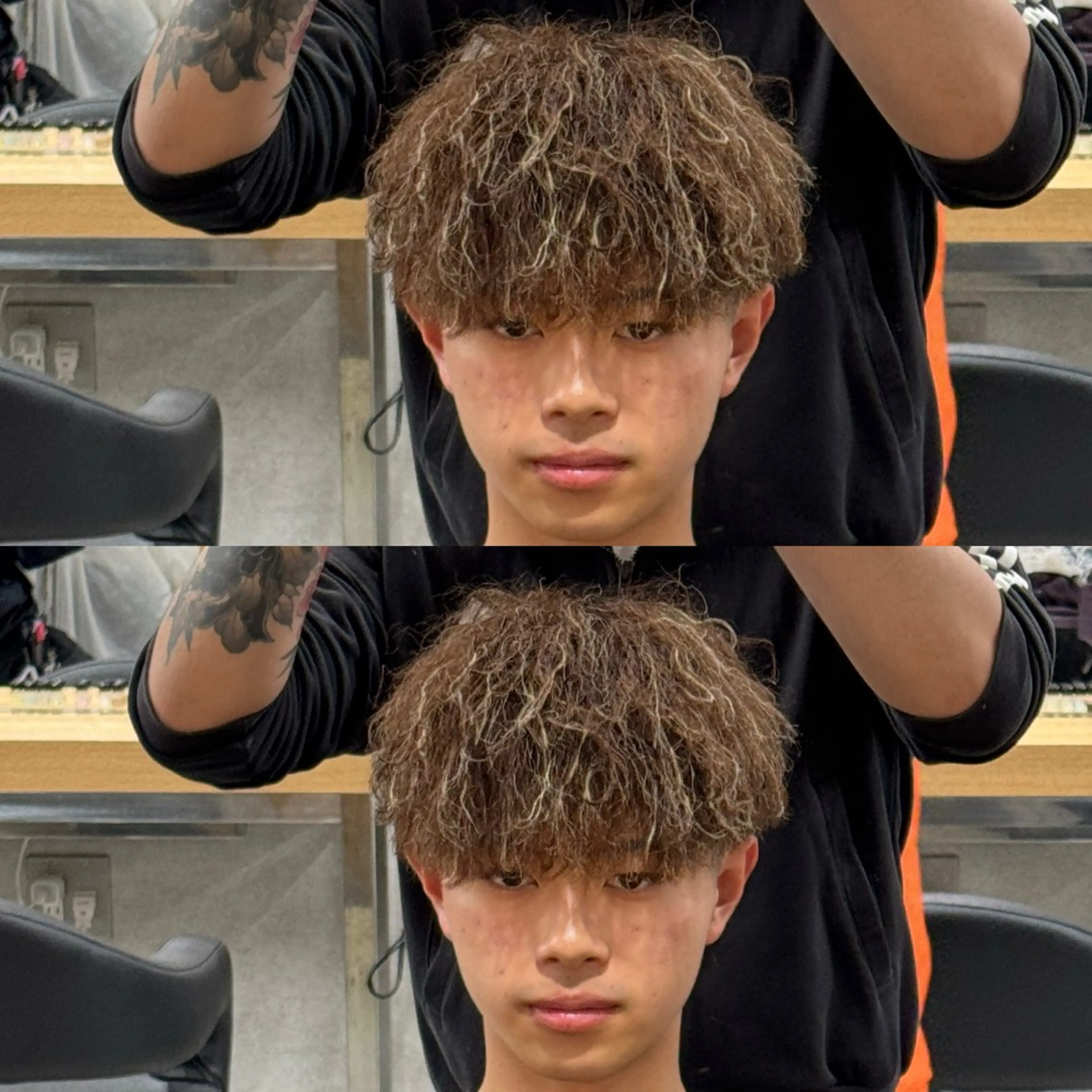 ショート カラー パーマ メンズ メンズハイライト メンズメッシュ メンズパーマ ハイライトカラー メッシュ カット ヘアカラー パーマ 🔥メンズ 特化🔥菊水皐暉🔥のヘアスタイル