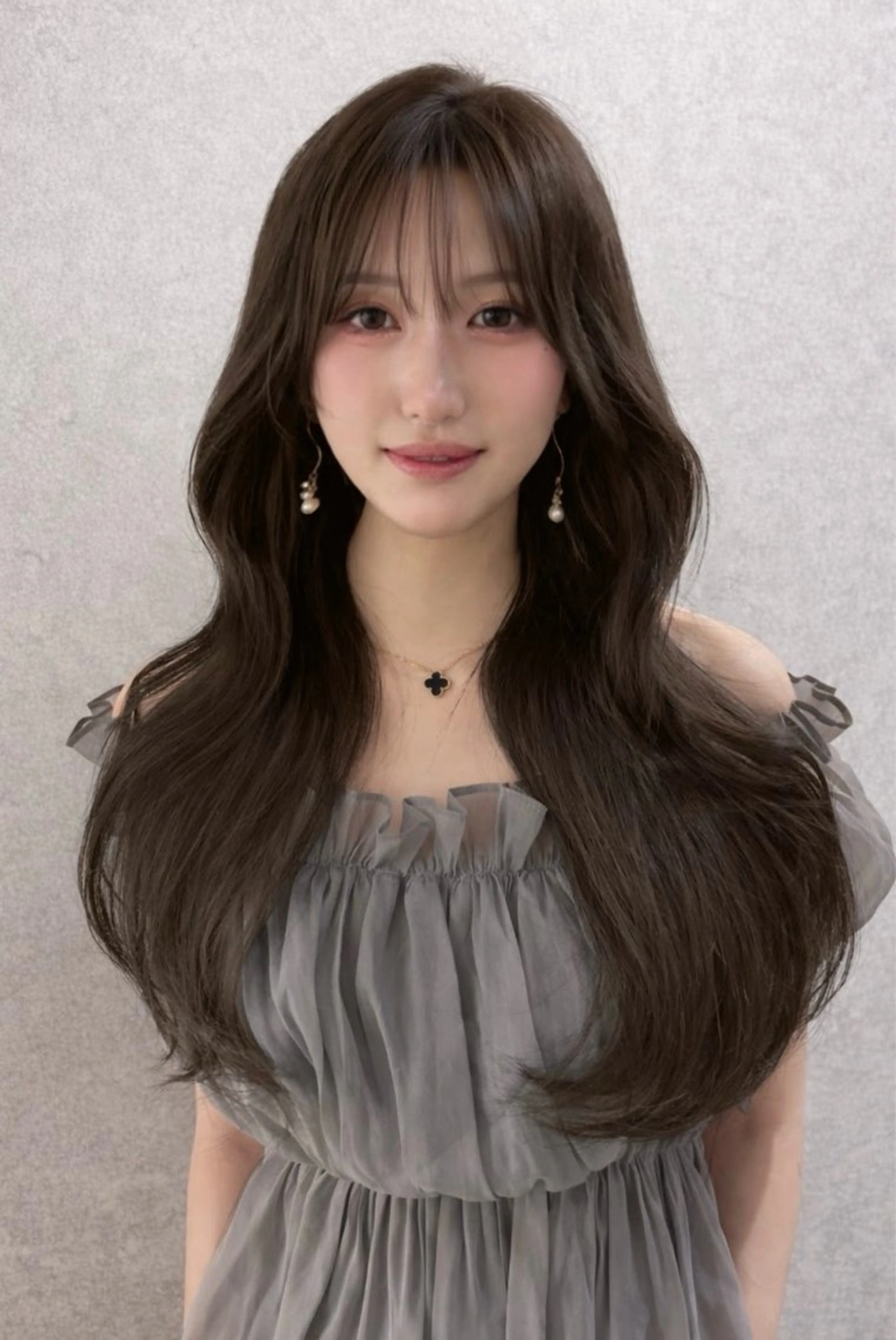 ロング カラー ベージュカラー 透明感カラー ヨシンモリ 韓国風ヘア 小顔カット ヘアカラー 🎀透明感カラー/ 博多美容室ゆうあ🎀のヘアスタイル