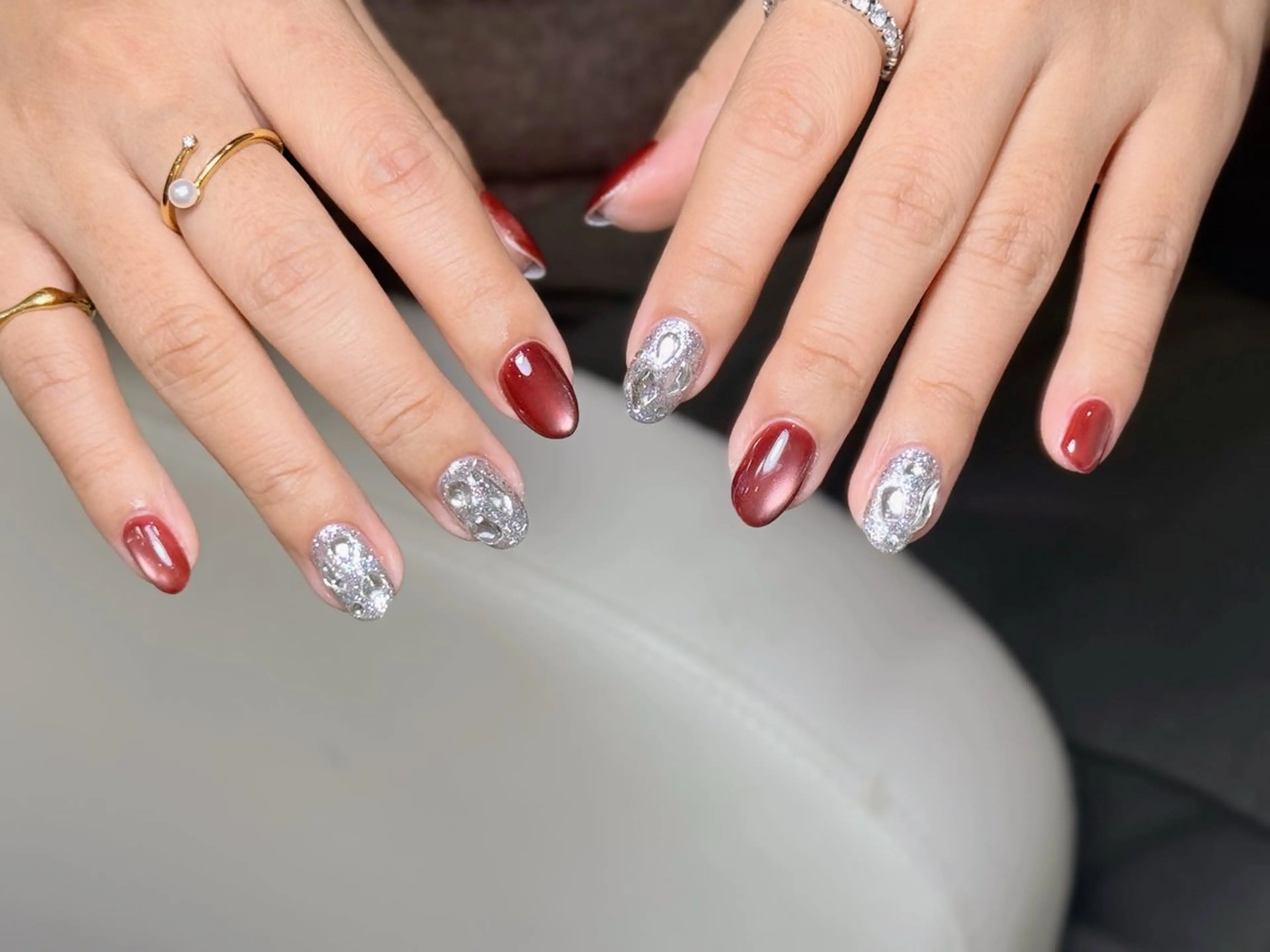 ネイル アートネイル オーロラネイル チークネイル フレンチネイル ガラスフレンチ ハンドネイル 🎀YooLi Nail salonのネイルデザイン