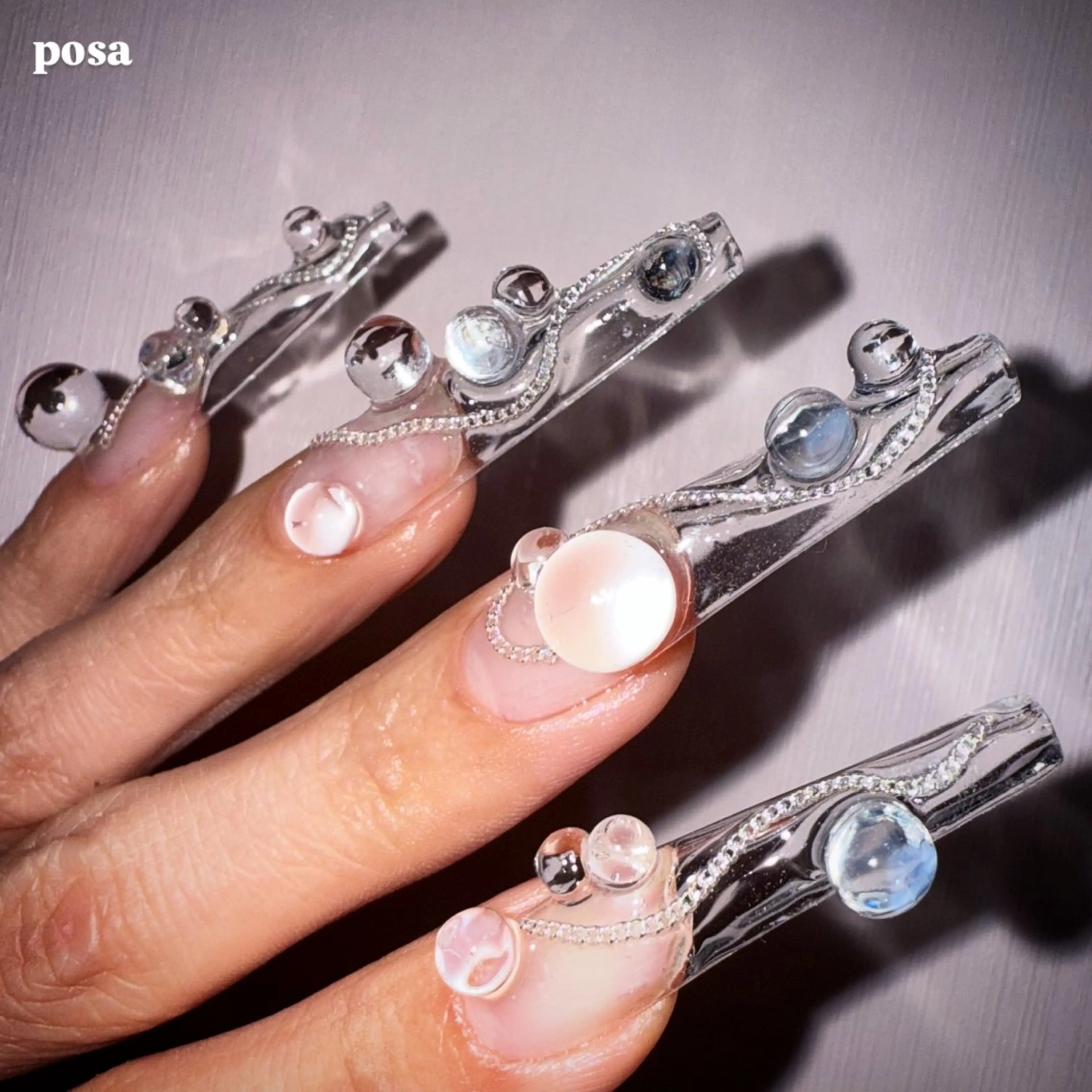 ネイル アートネイル クリアネイル シンプルネイル ハンドネイル posa nail モエミのネイルデザイン