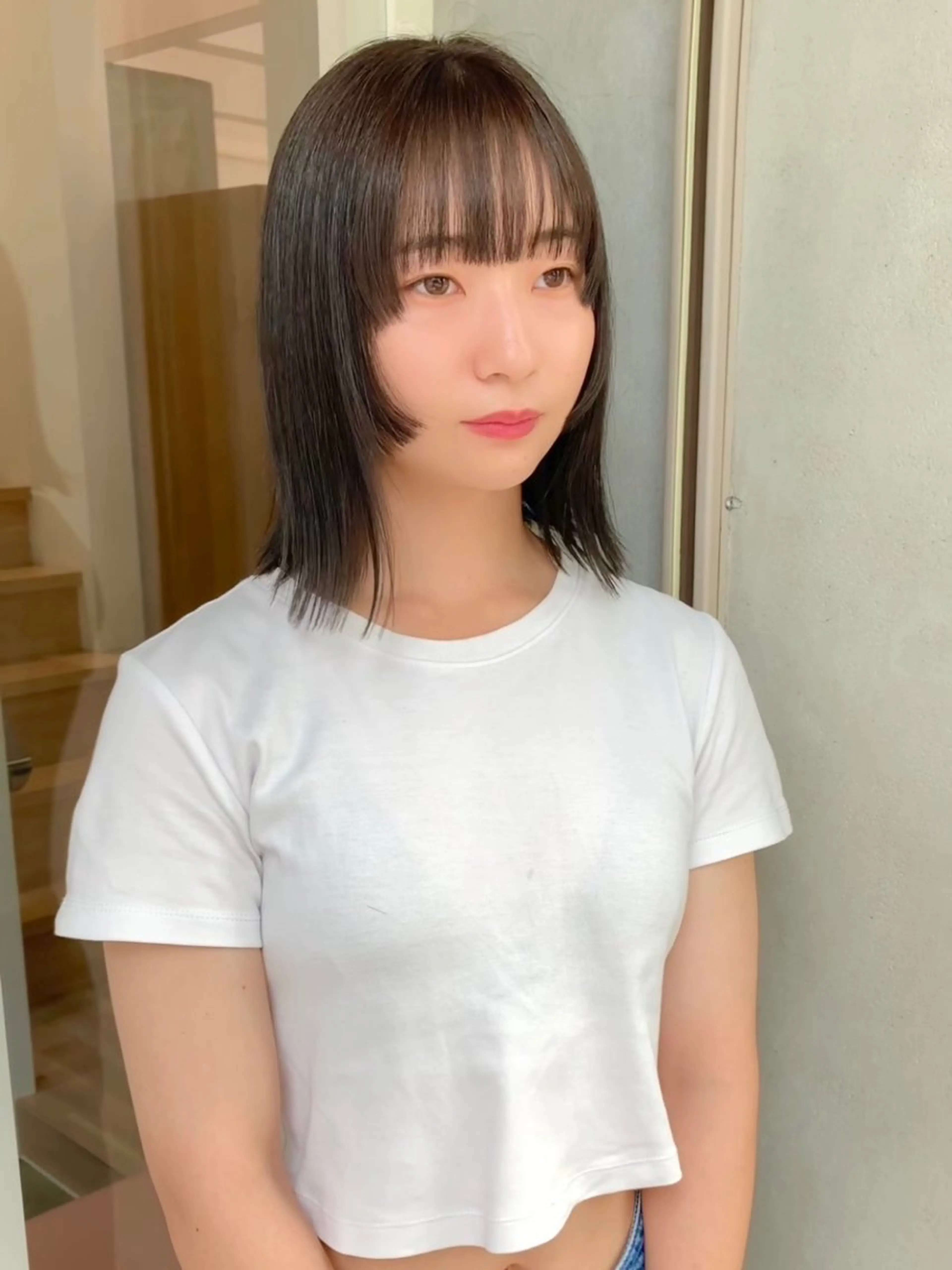 ミディアム カラー 姫カット カット ヘアカラー ✨コテ巻き風パーマ ✨川合佑哉のヘアスタイル