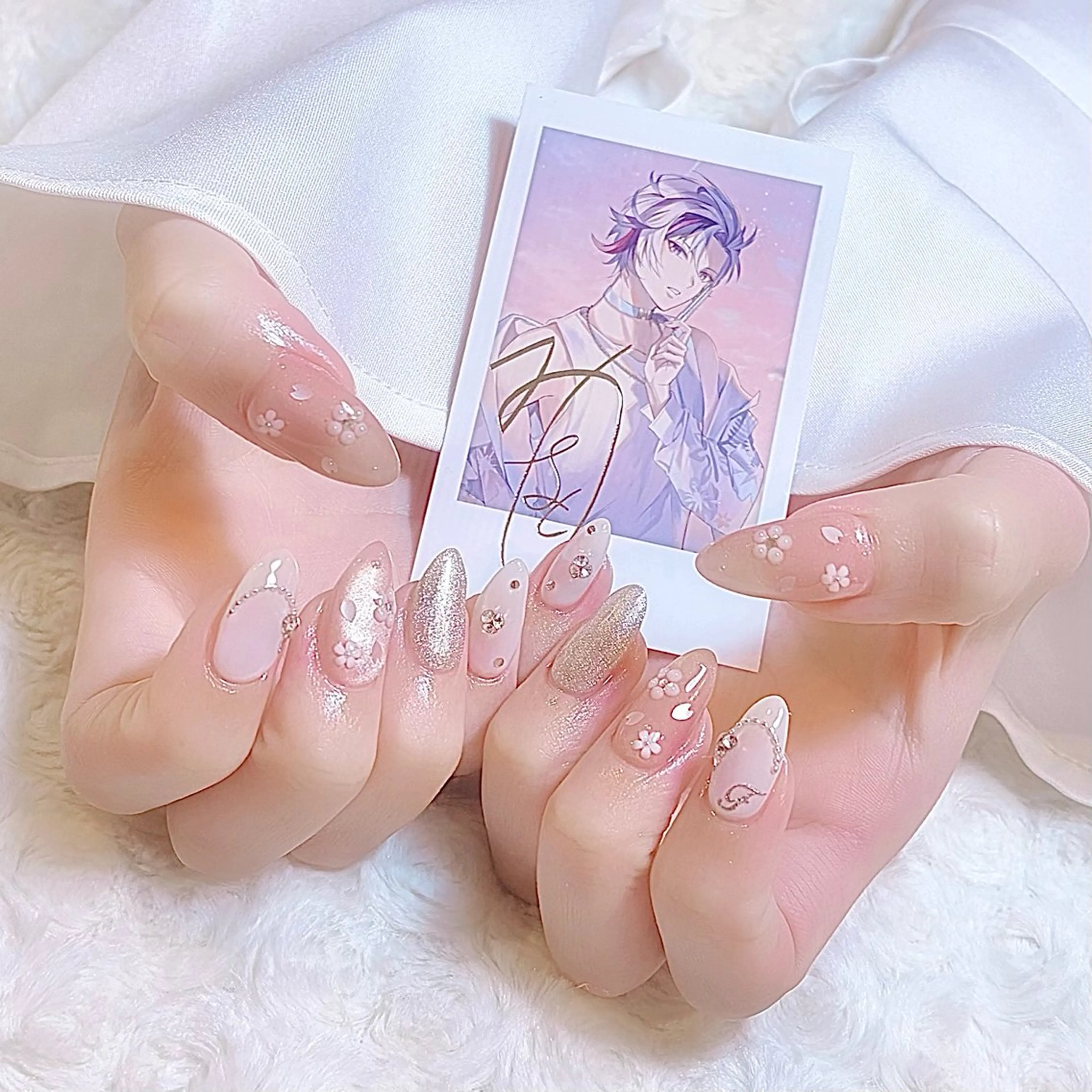 ネイル 桜ネイル ジェルネイル マグネットネイル 持ち込み 春ネイル ハンドネイル momo nail所属・Naruse Momoのネイルデザイン
