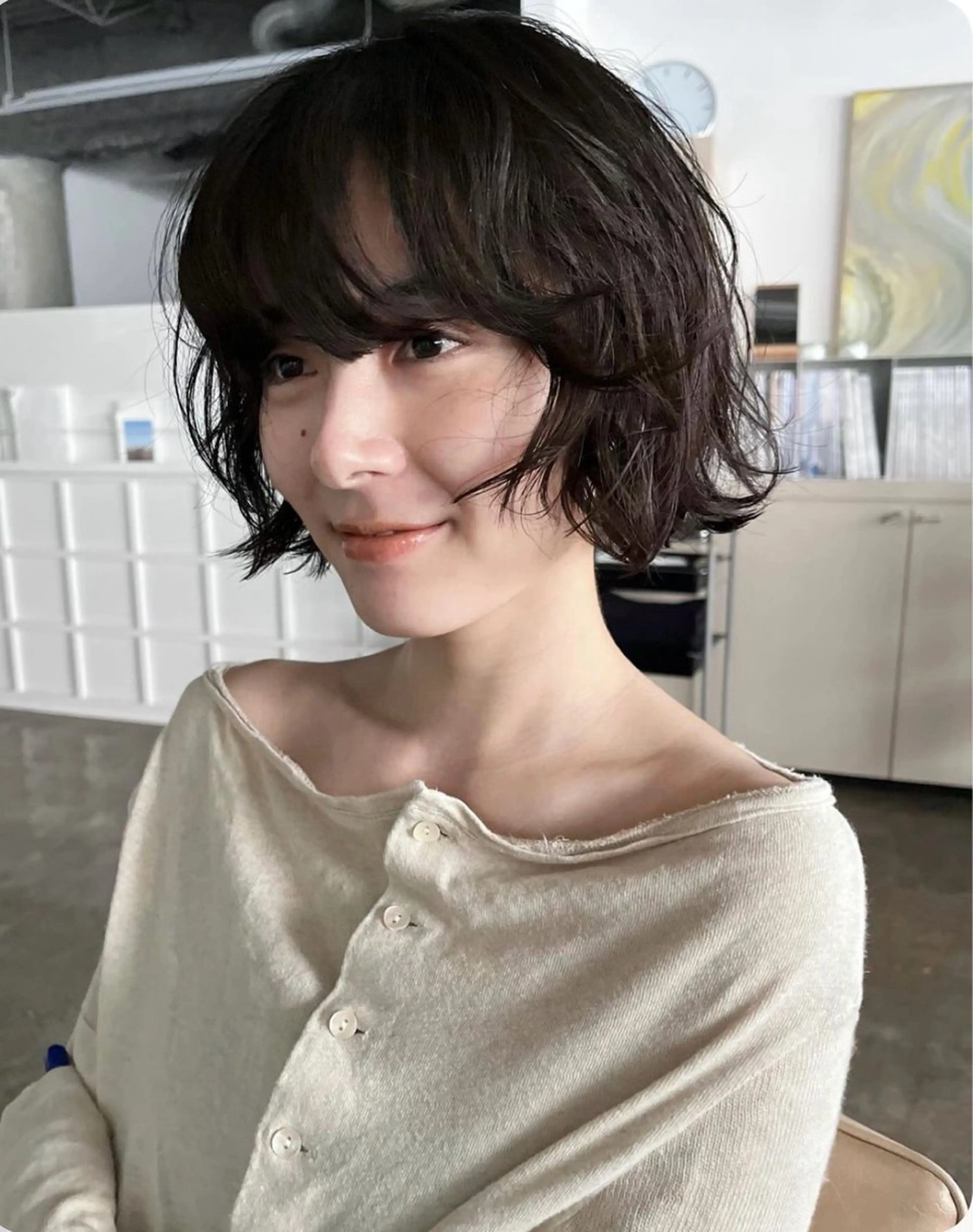 ミディアム カット パーマ トリートメント メンズ、レディース パーマ/松野和志のヘアスタイル