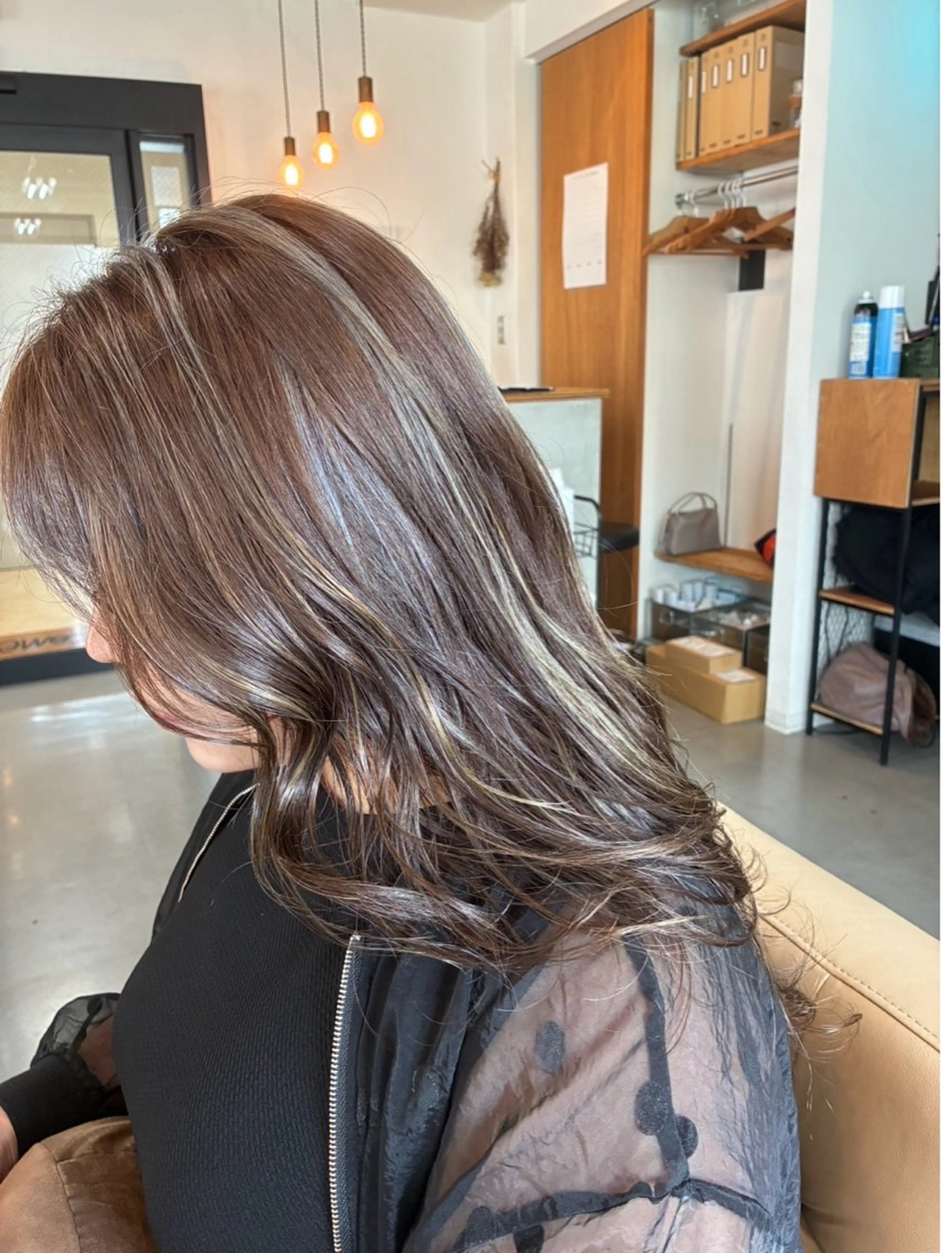 ロング ハイライト ロング カット ヘアカラー 阪神西宮★JUNO 川﨑温子のヘアスタイル
