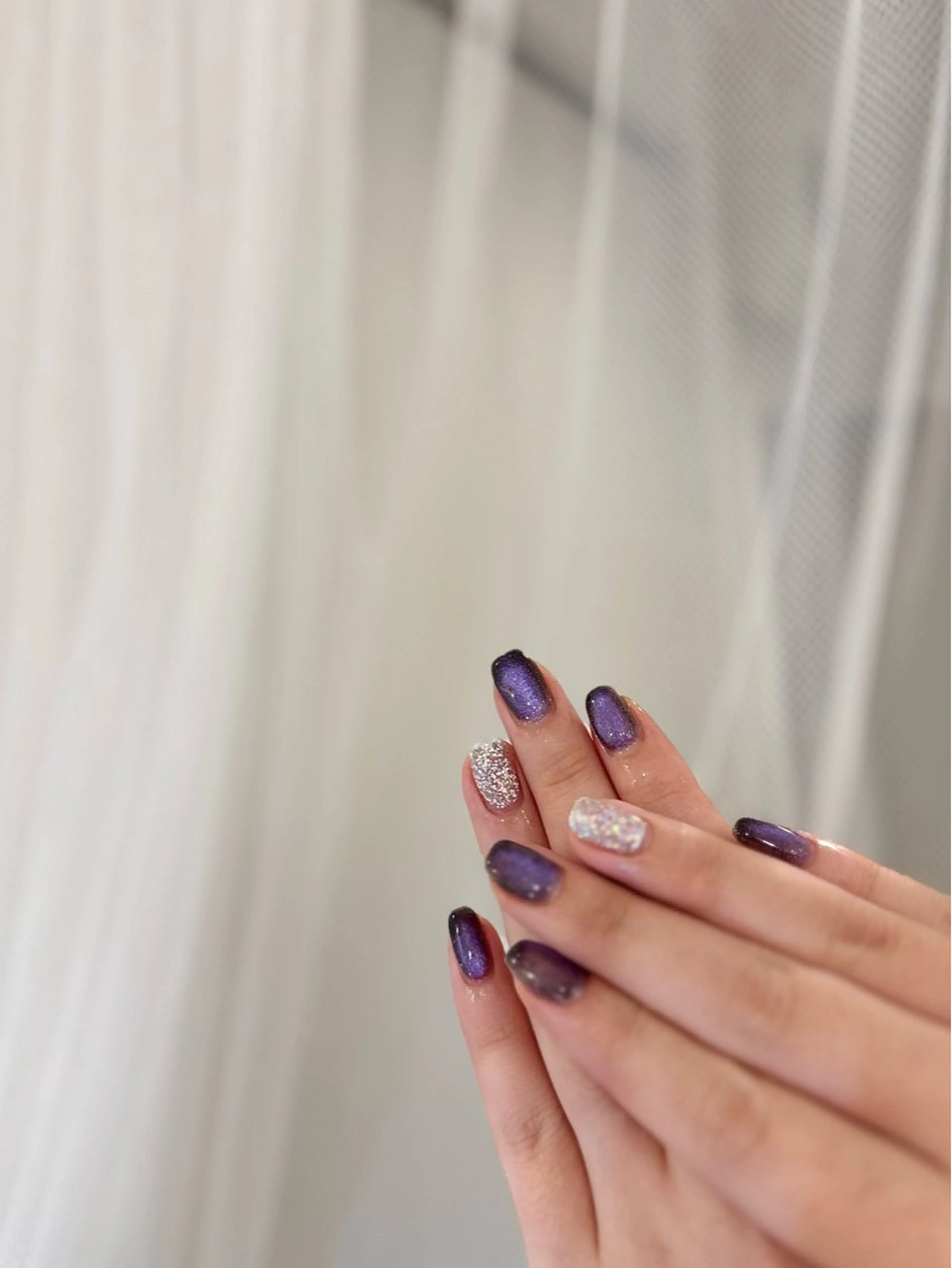 ネイル ジェルネイル ラメ(グリッター) マグネットネイル メンズネイル パープル ハンドネイル MIMnail メンズネイリストのネイルデザイン