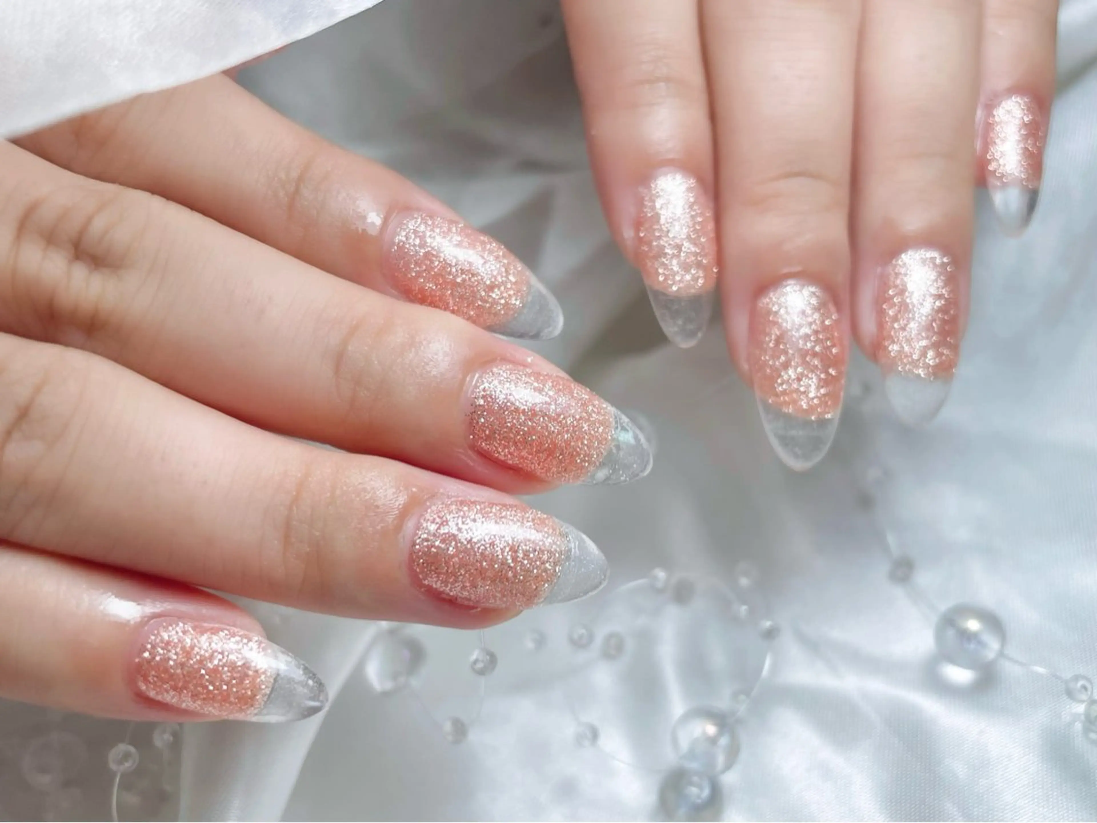 ネイル クリアネイル フレンチネイル ジェルネイル パラジェル ワンホンネイル ハンドネイル ゆりか ジョアアンジェ福島のネイルデザイン