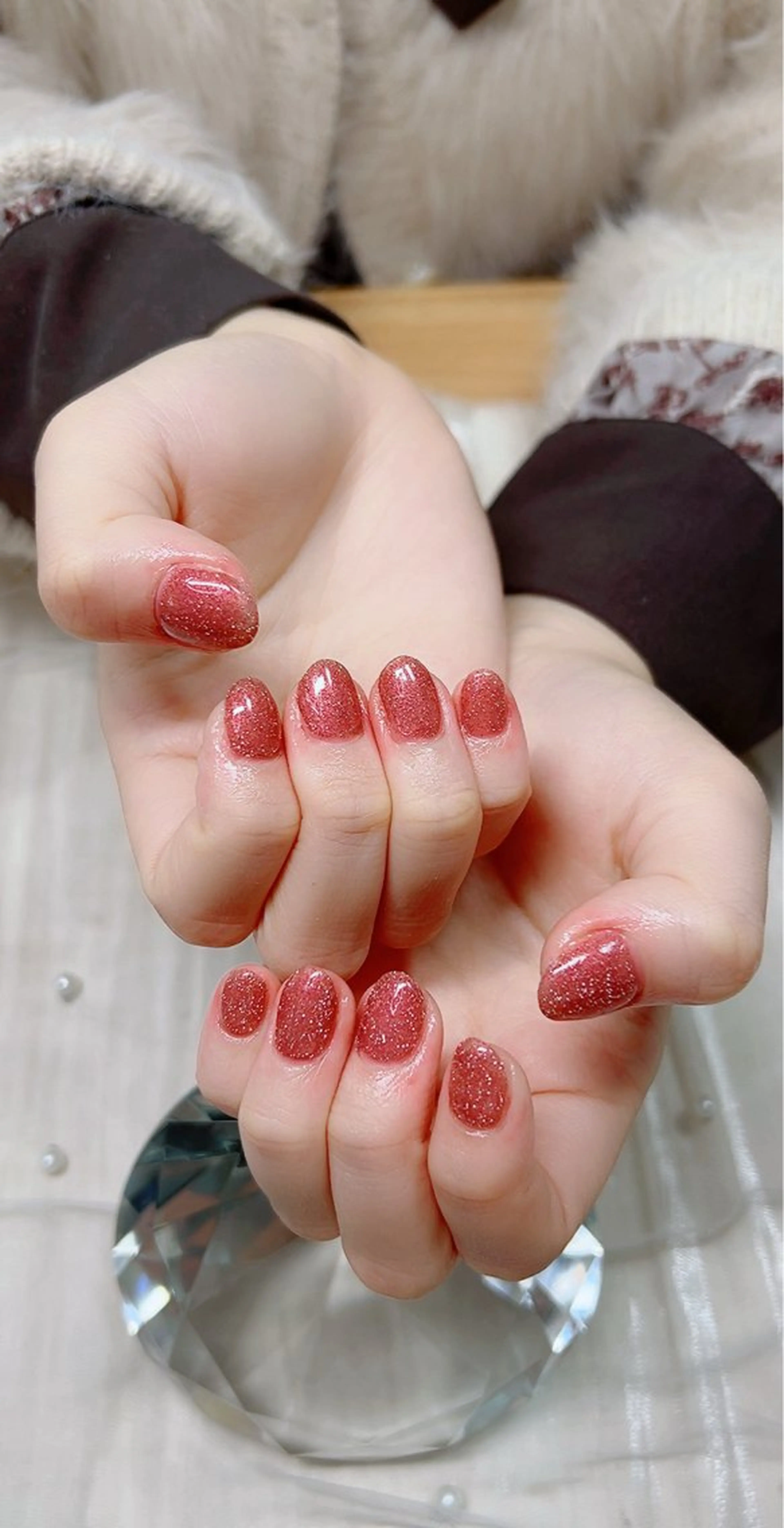 ネイル フラッシュネイル キラキラネイル ラメ(グリッター) オフィスネイル バレンタイン ハンドネイル Cute Tips nailのネイルデザイン